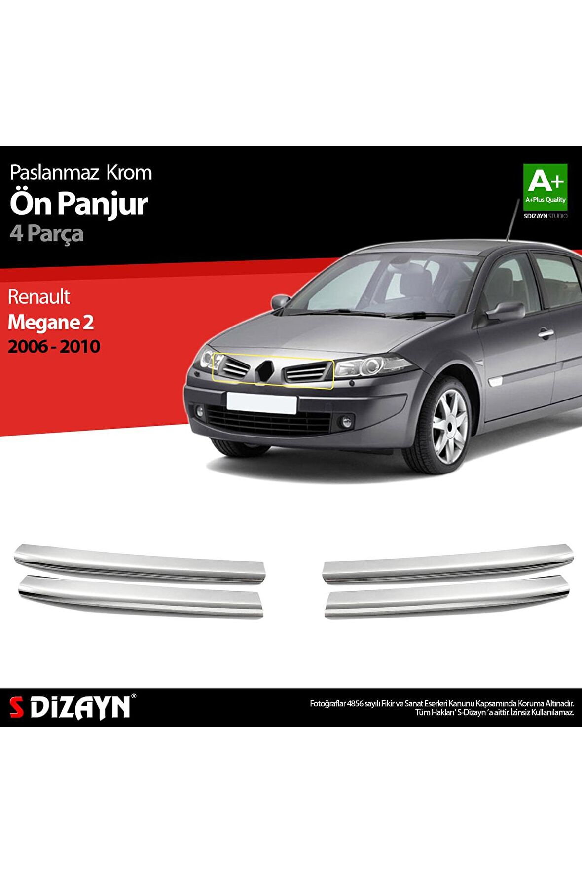 Renault Megane 2 Krom Ön Panjur 4 Prç 2006-2010