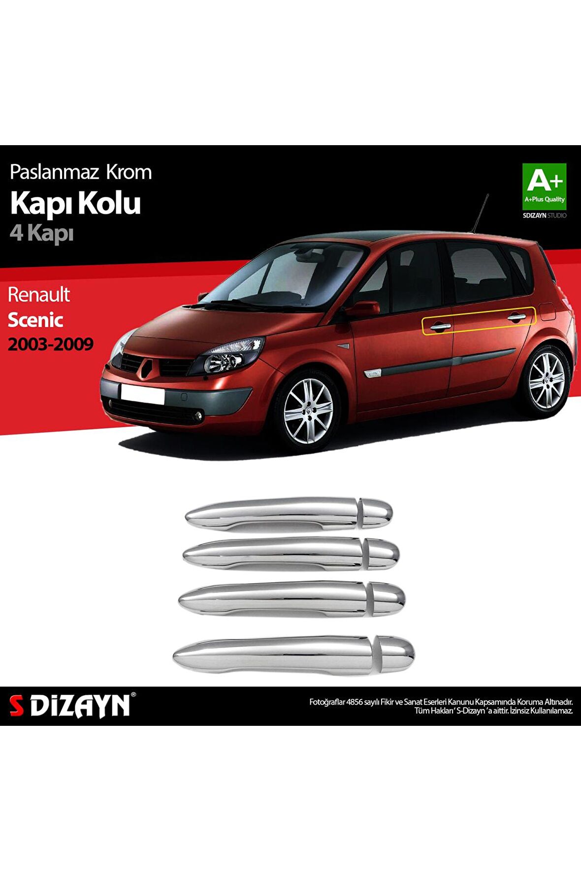 Renault Scenic 2 Krom Kapı Kolu 4 Kapı 2003-2009