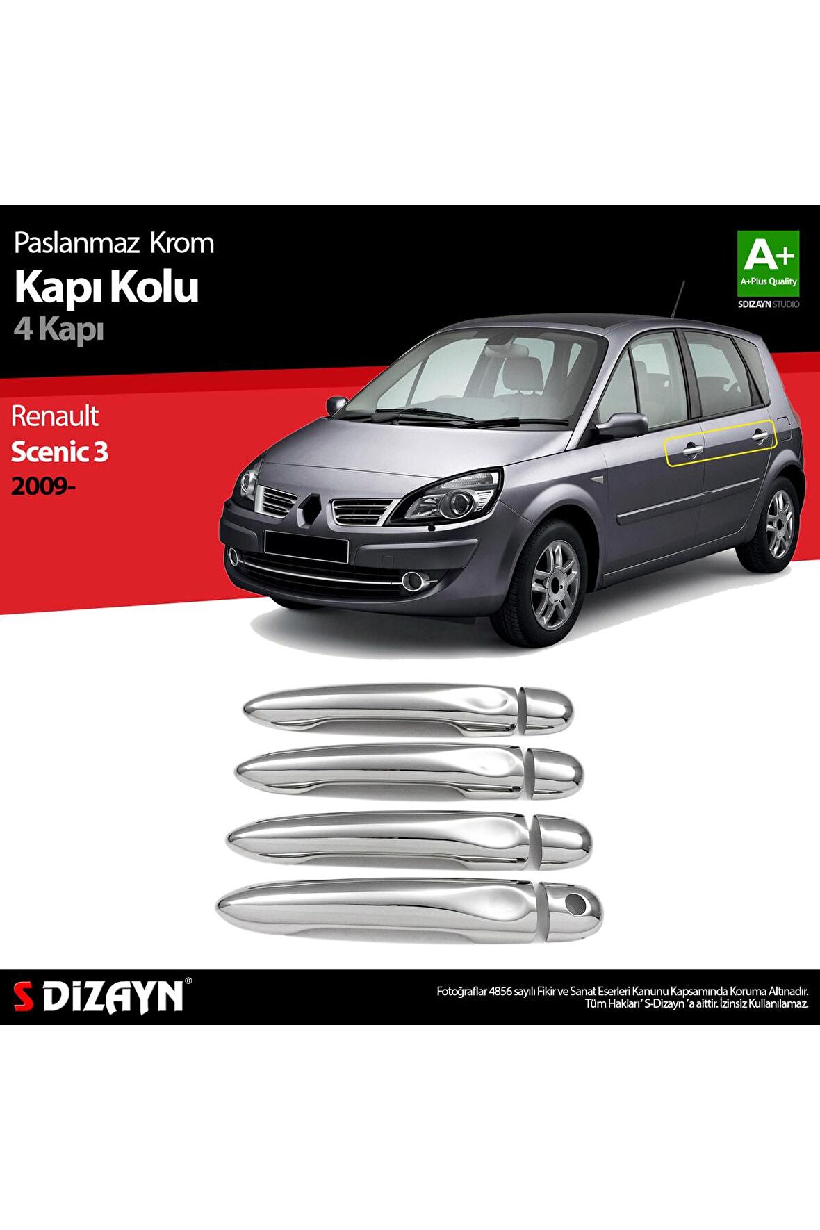 Renault Scenic 3 Krom Kapı Kolu 4 Prç 2009 Üzeri