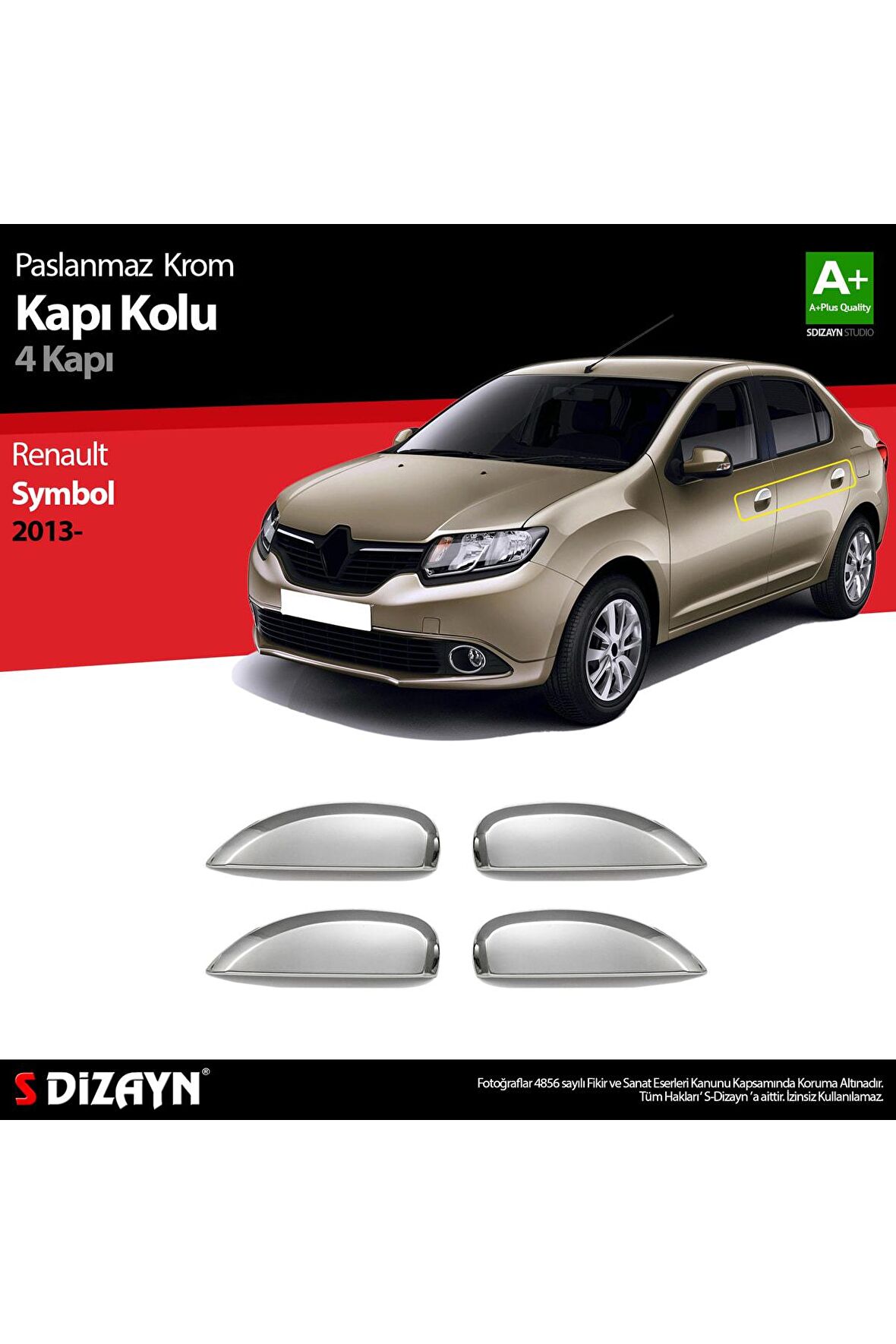 Renault Symbol 3 Krom Kapı Kolu 4 Kapı 2013 Üzeri