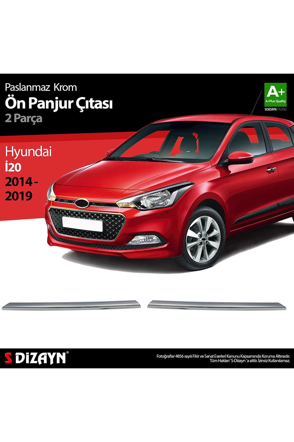 Hyundai I20 Krom Ön Panjur 2 Prç 2014-2018 A+ Kalite