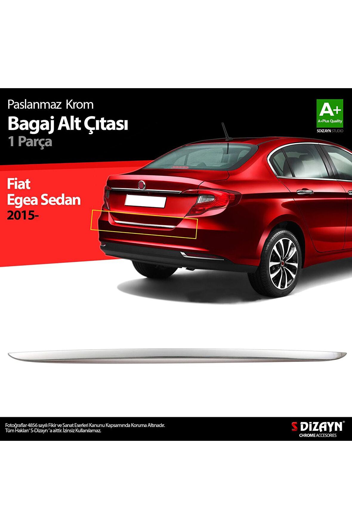 S-dizayn Fiat Egea Sd Krom Bagaj Alt Çıtası 2015 Üzeri Uyumlu