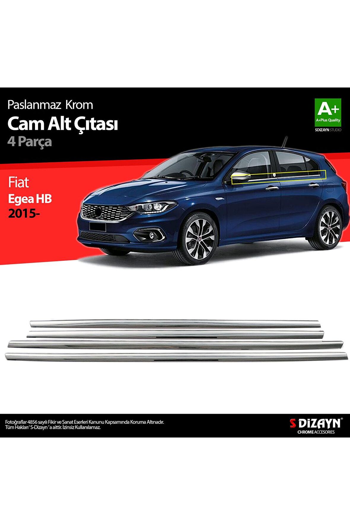 Fiat Egea Hb Krom Cam Çıtası 4 Prç. 2015 Üzeri