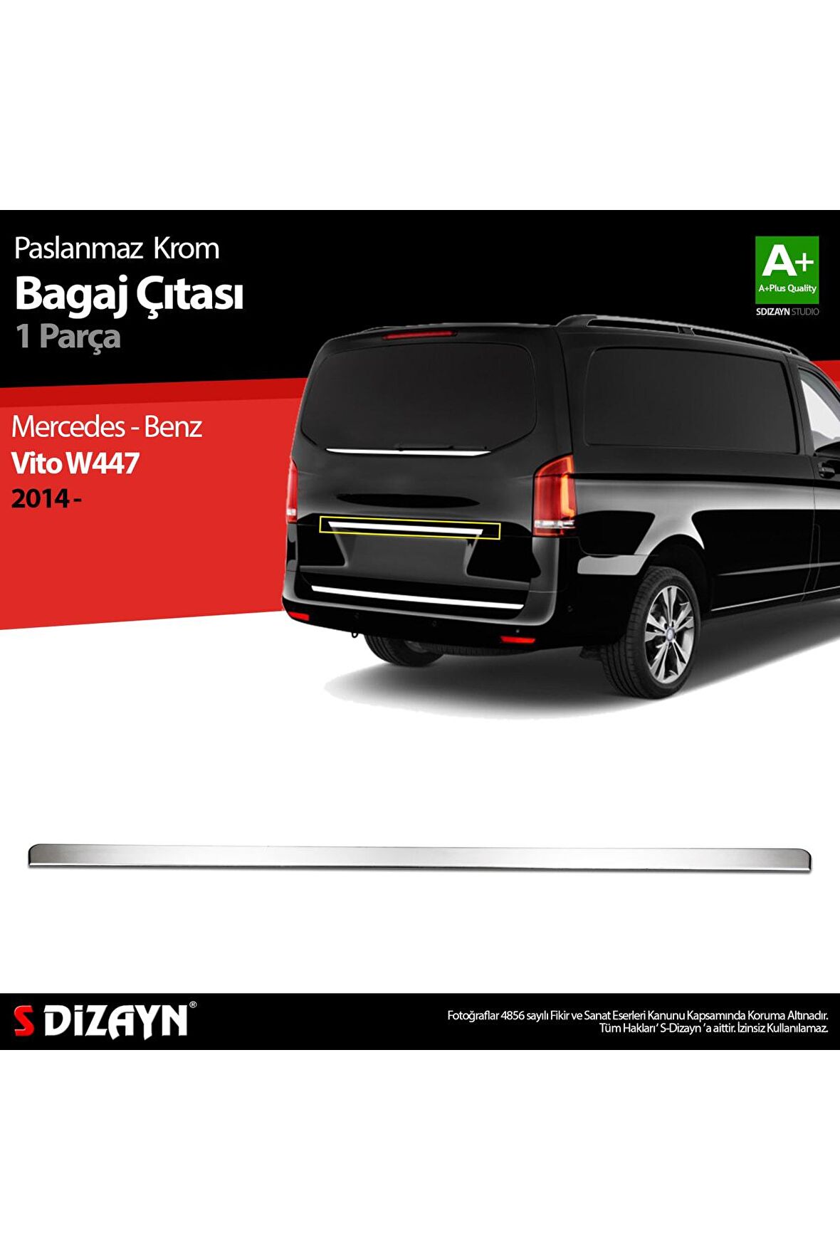 Mercedes Vito W447 Krom Bagaj Çıtası 2014 Üzeri Uyumlu