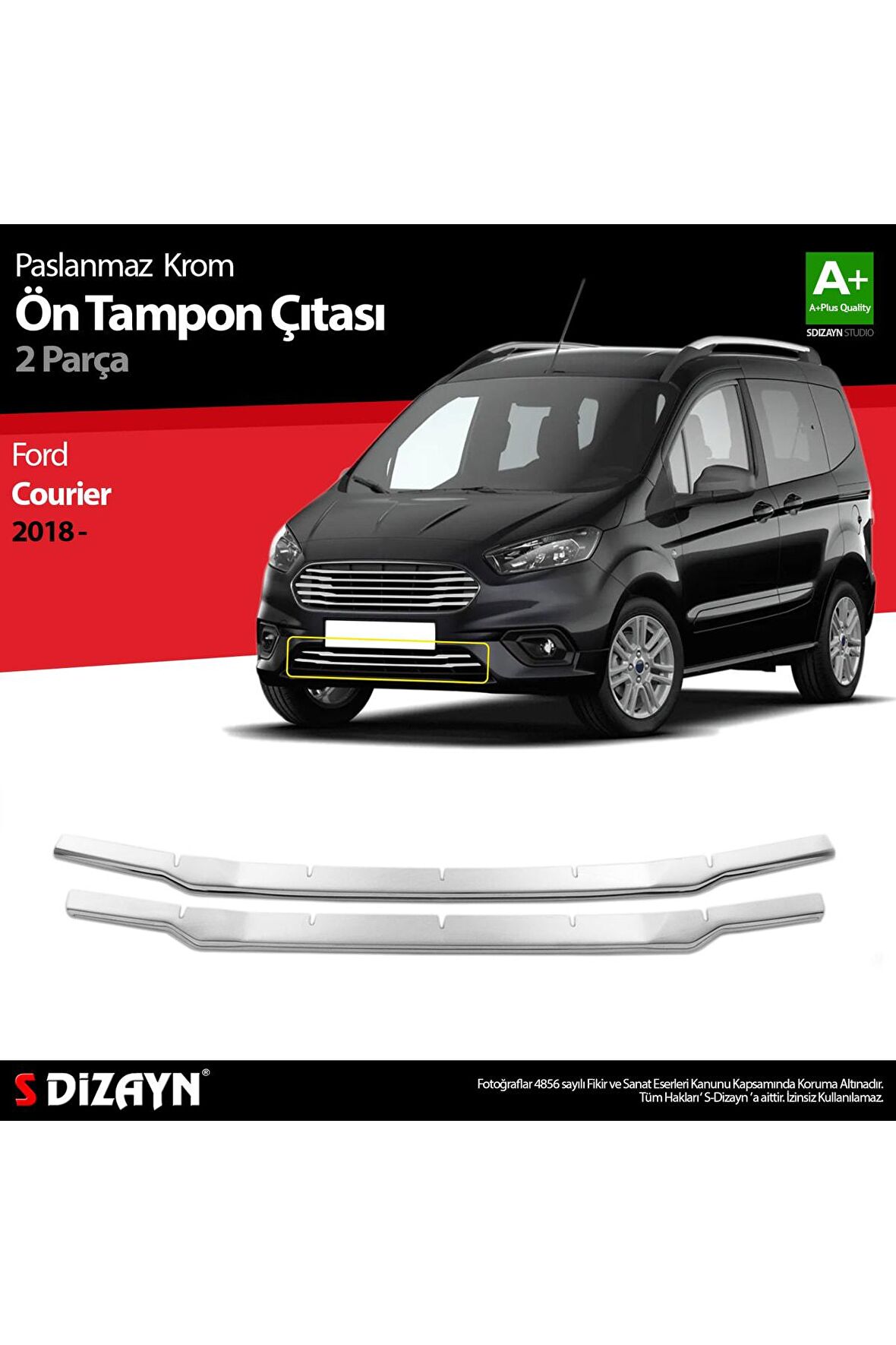 S-dizayn Courier Krom Ön Tampon Çıtası 2 Prç. 2018 Üzeri