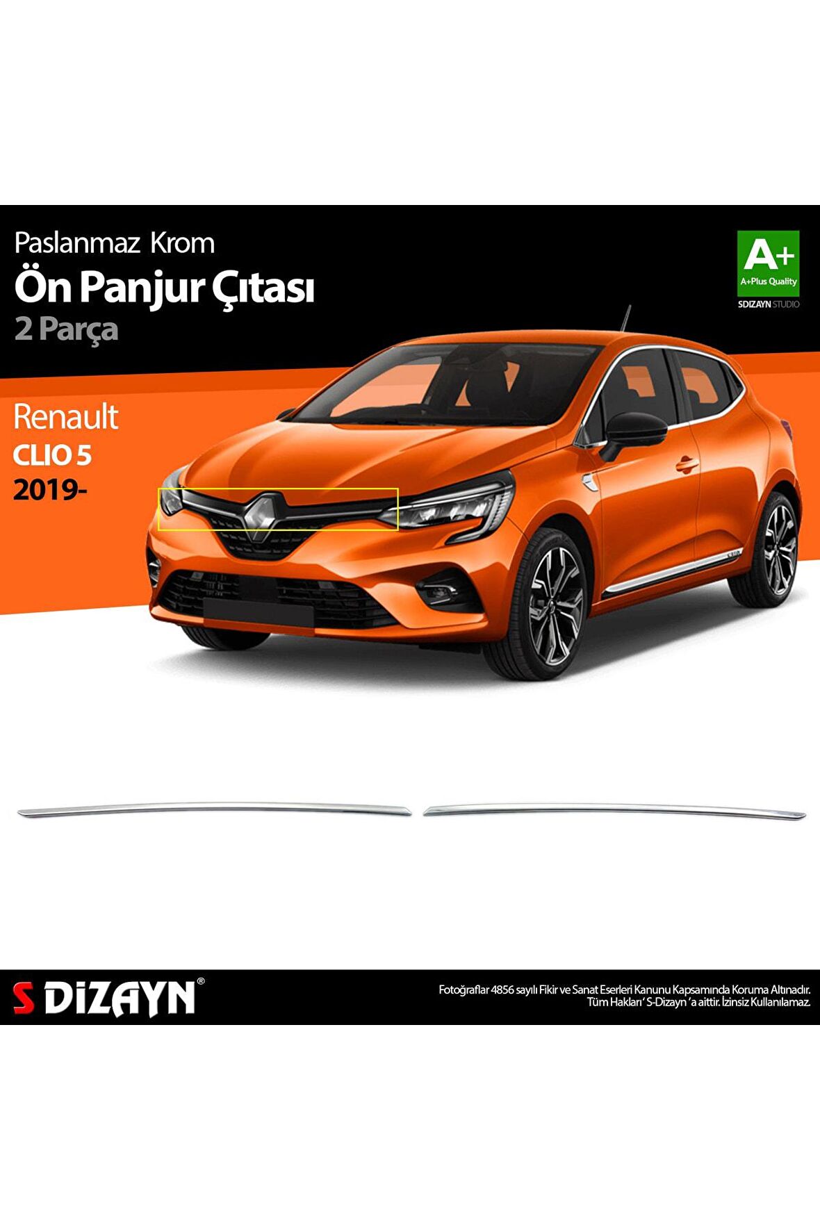 Renault Clio 5 Hb 2 Parça 2019 ve Üzeri Krom Ön Panjur
