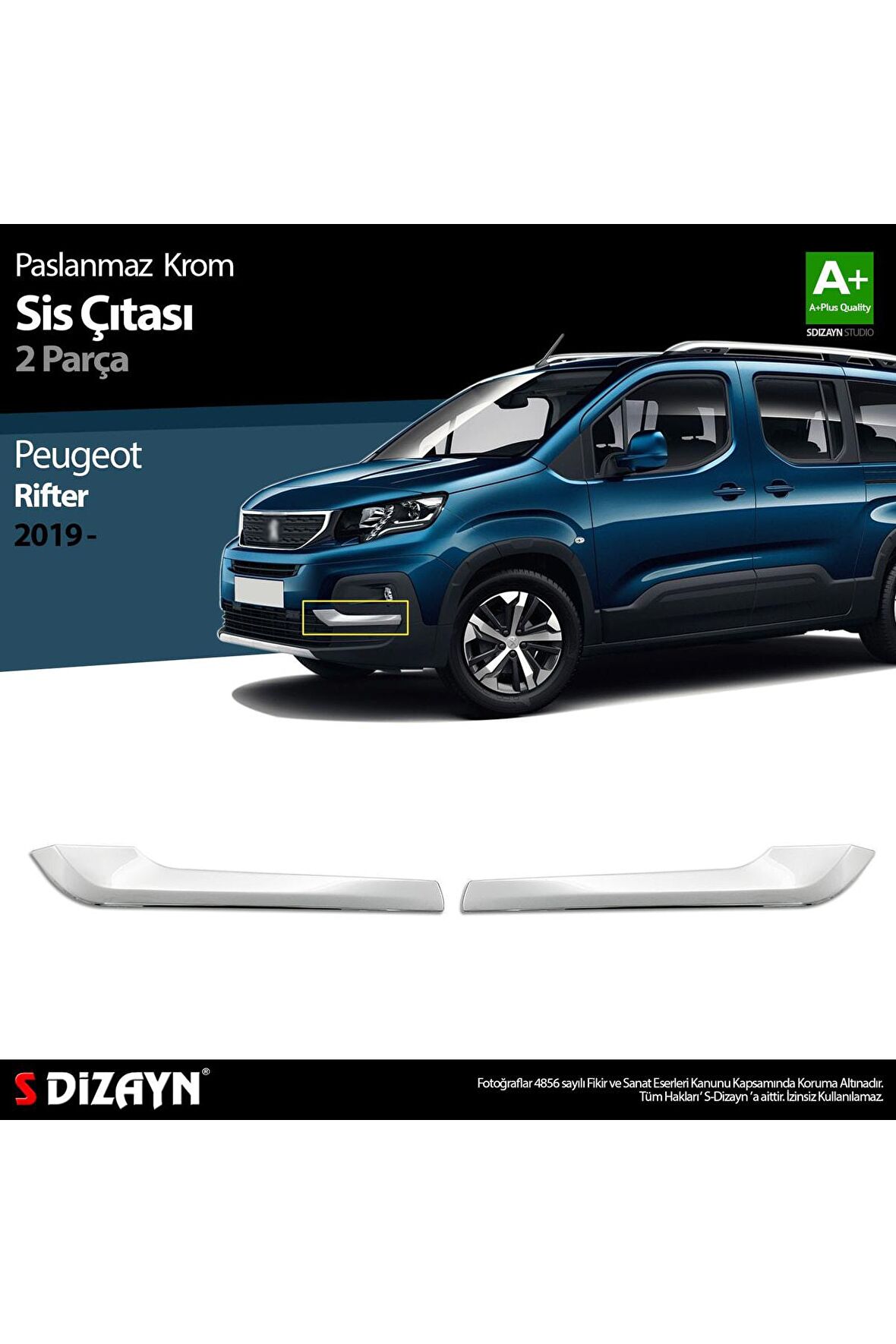Peugeot Rifter Krom Sis Çıtası 2 Prç 2019 Üzeri