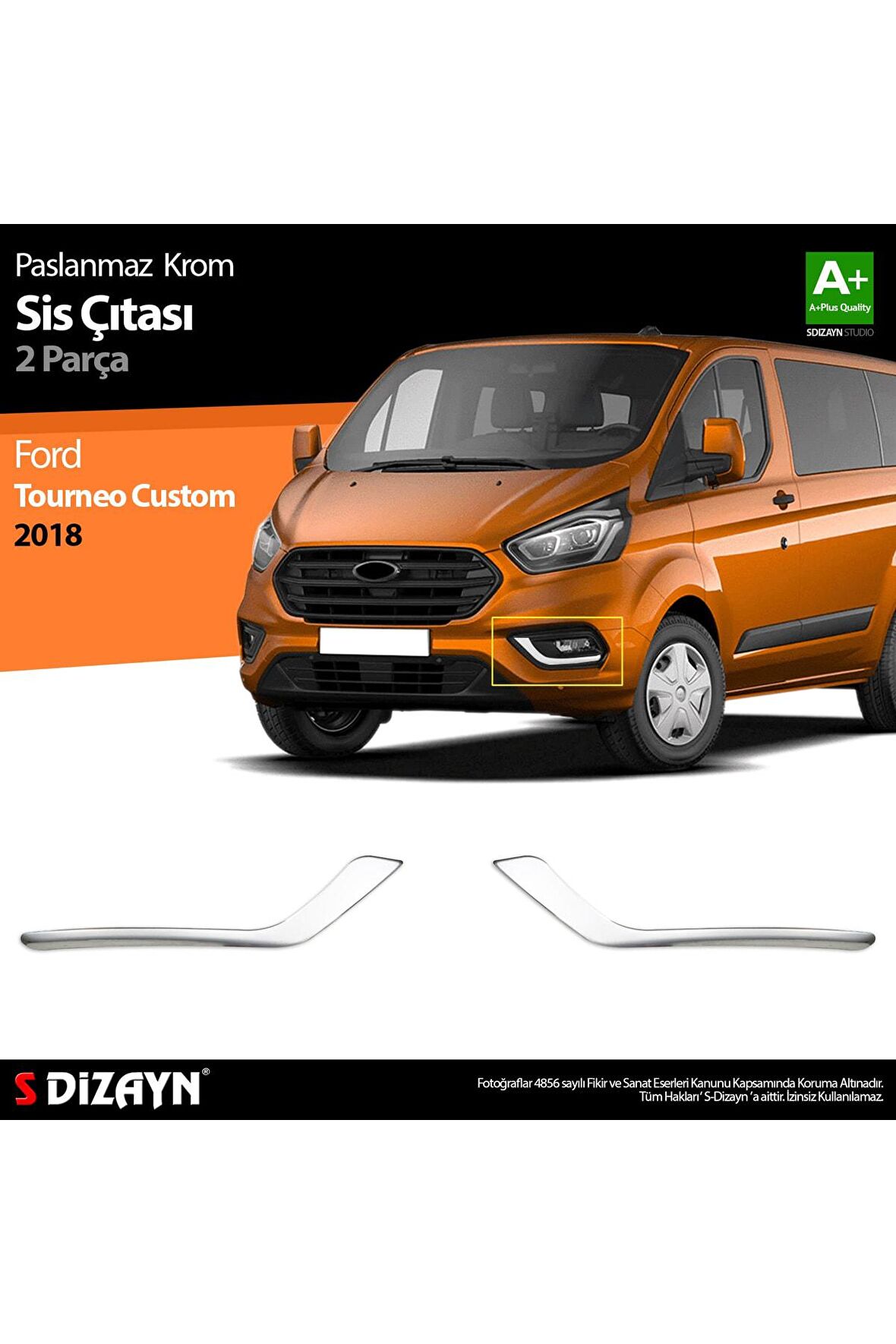Ford Tourneo Custom Krom Sis Çıtası 2 Parça 2018 Üzeri