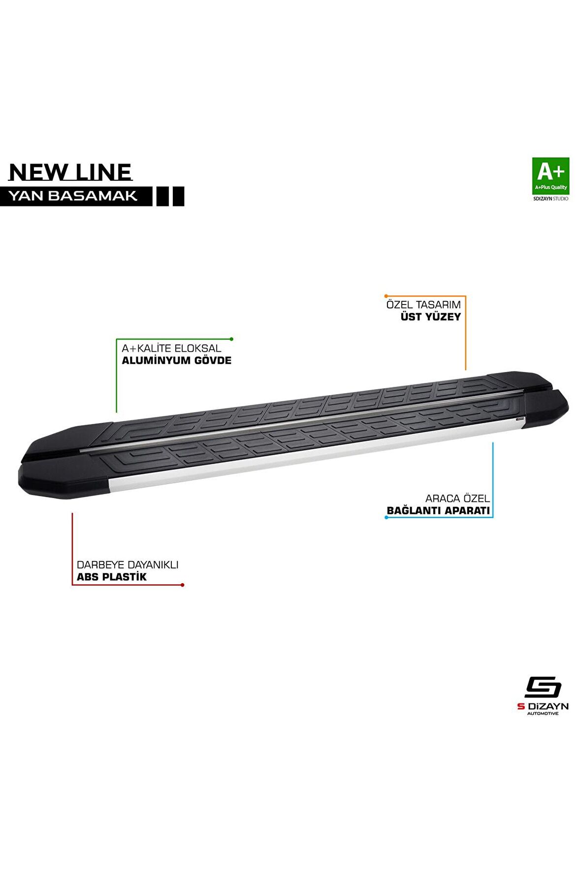 S-dizayn Sprinter W906 Kısa Şase Newline Aluminyum Yan Basamak 269 Cm 2006-2019