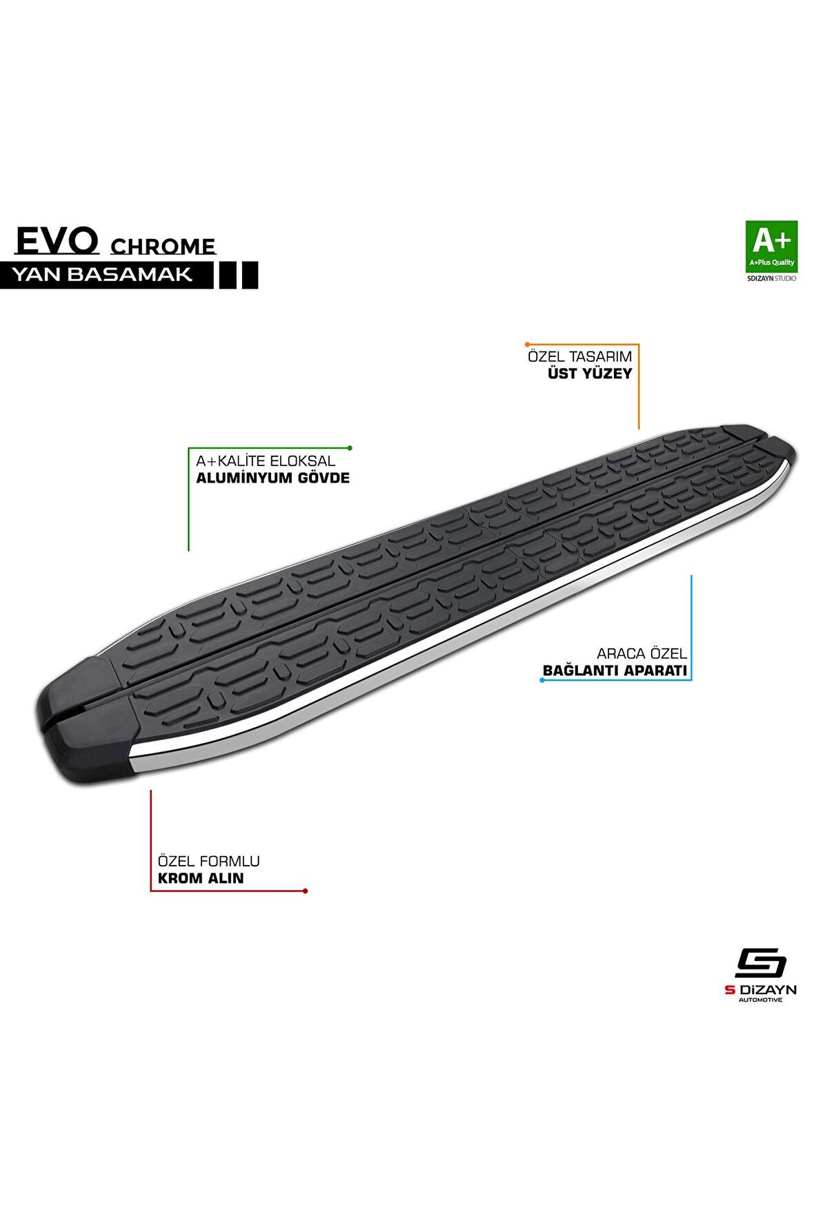 S-dizayn Jeep Cherokee Kk Evo Krom Yan Basamak 153 Cm 2008-2012 Uyumlu