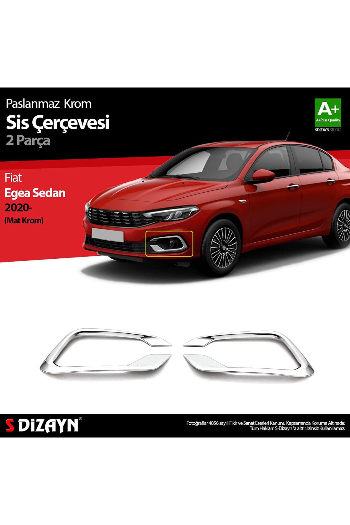 S-dizayn Fiat Egea Sedan Krom Sis Çerçevesi 2 Prç. 2020 Üzeri (mat Krom)