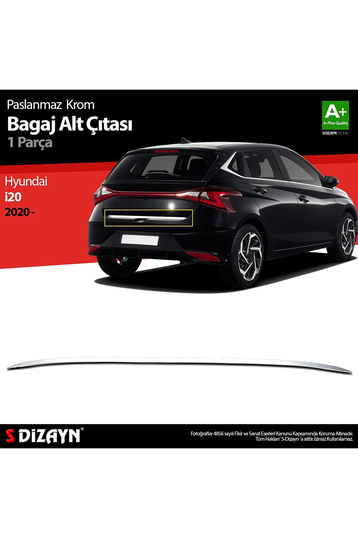 Hyundai I20  Uyumlu Krom Bagaj Alt Çıtası 2020 Üzeri