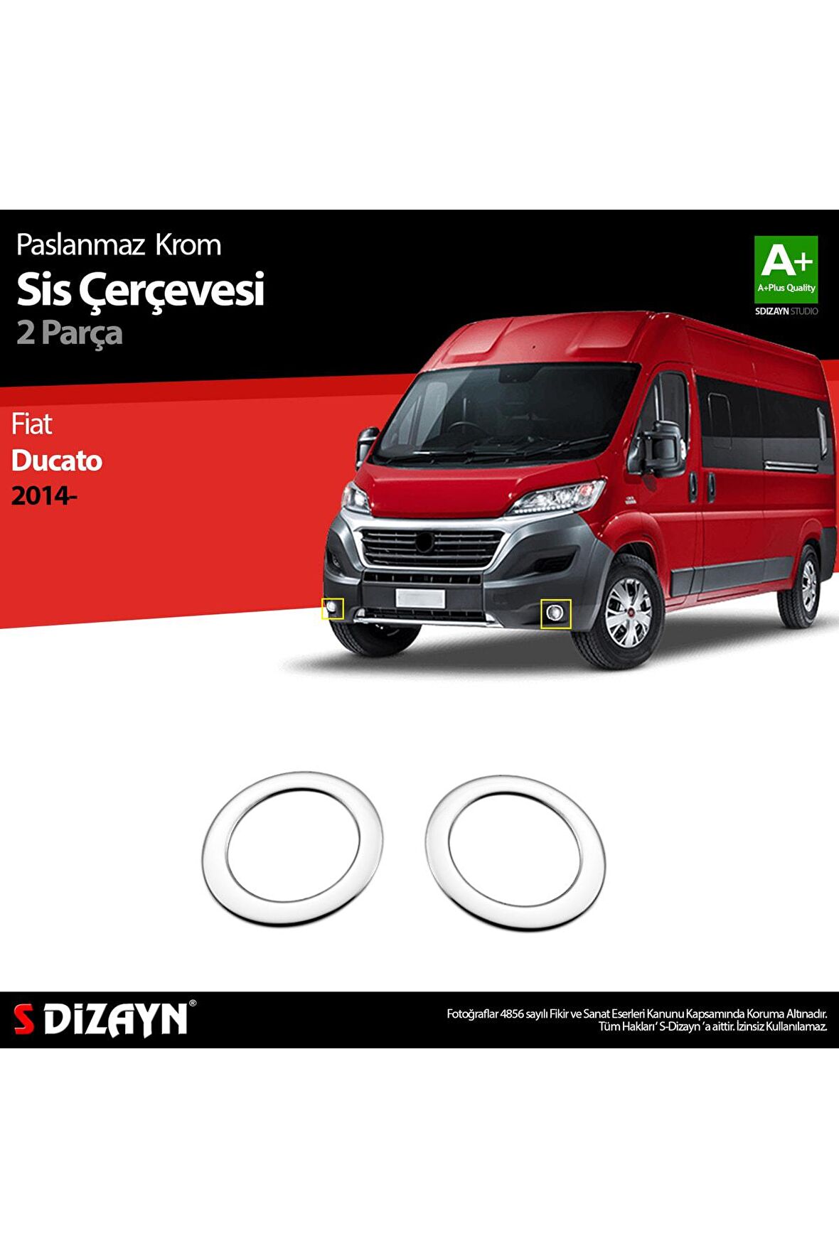 S-dizayn Fiat Ducato  Uyumlu Krom Sis Farı Çerçevesi 2 Prç 2014 Üzeri