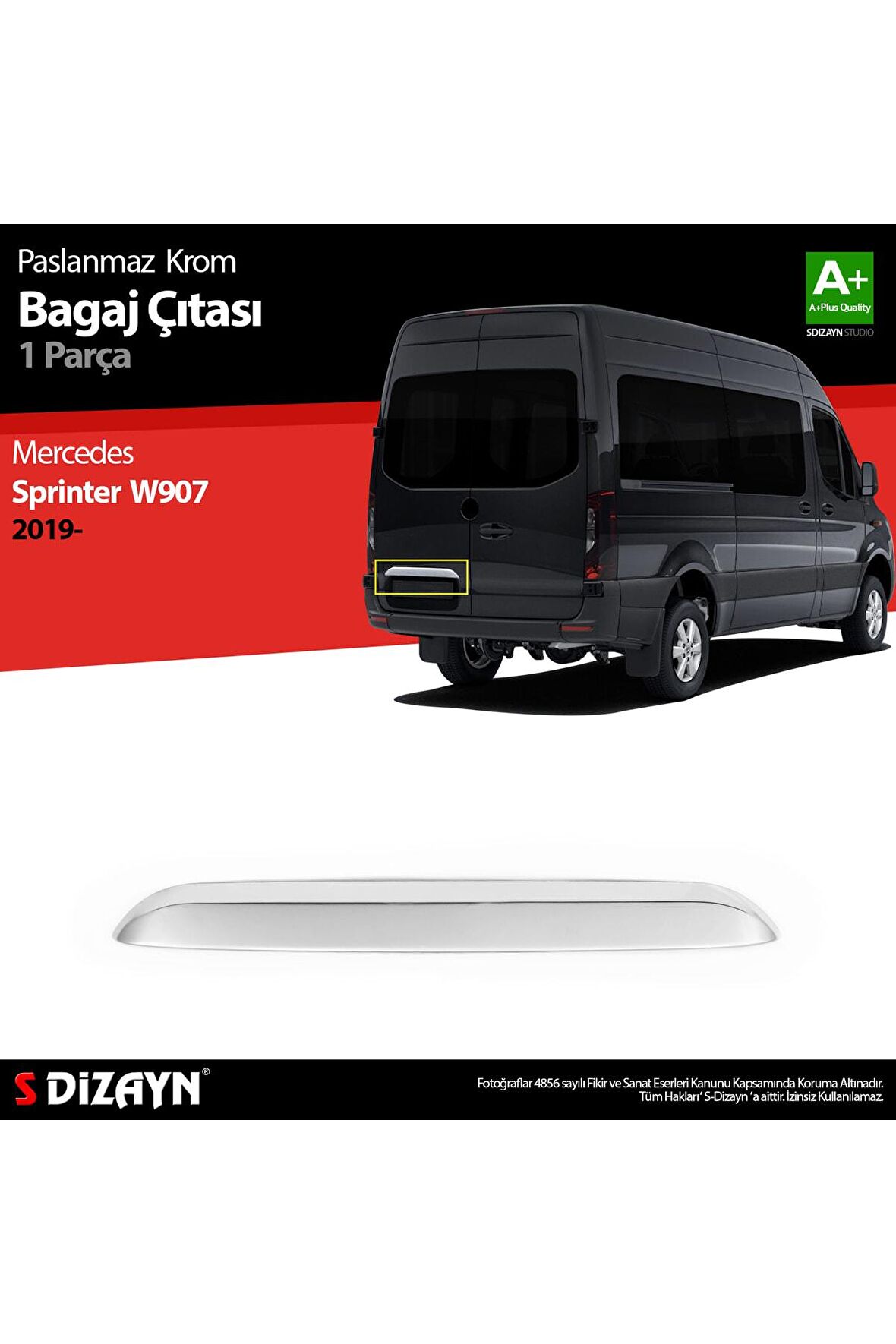 S-dizayn Mercedes Sprinter W907 Krom Bagaj Çıtası 2018 Üzeri Uyumlu