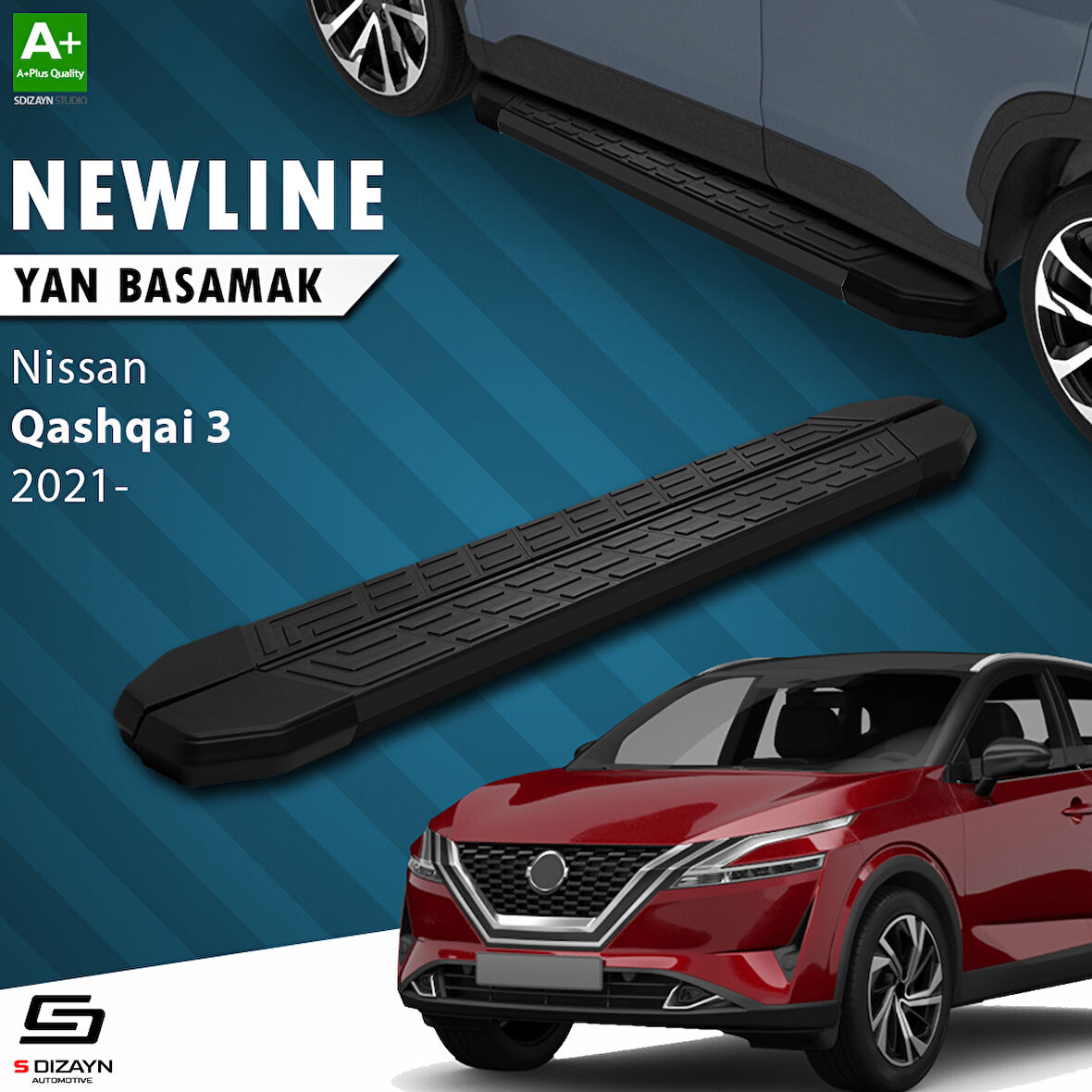 S-Dizayn Nissan Qashqai 3 NewLine Siyah Yan Basamak 173 Cm 2021 Üzeri A+ Kalite