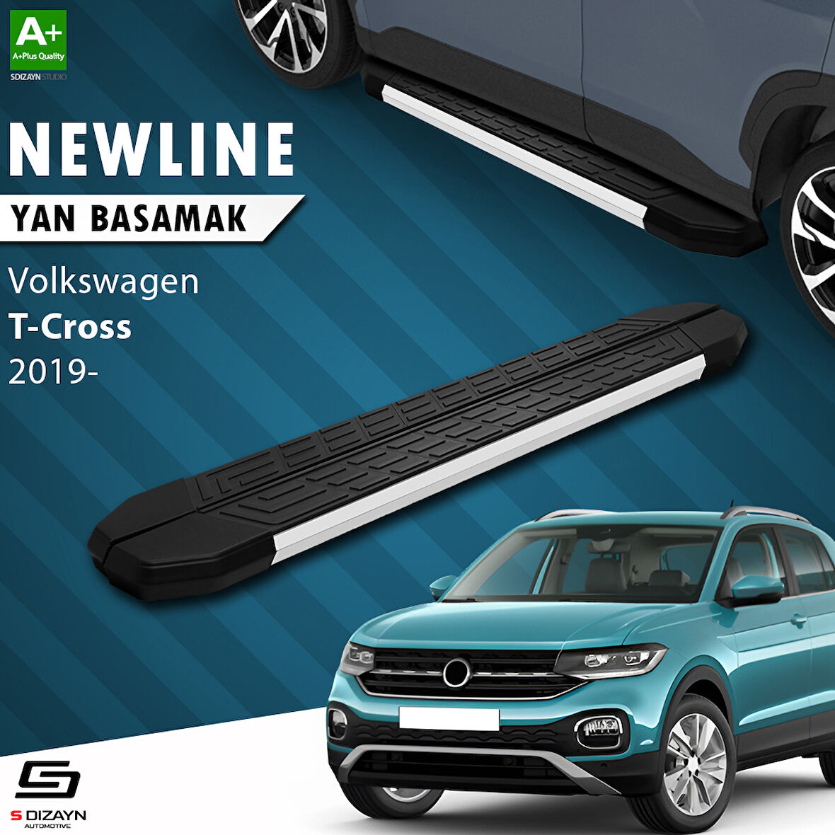 S-Dizayn VW T-Cross NewLine Aluminyum Yan Basamak 173 Cm 2019-2023 A+ Kalite