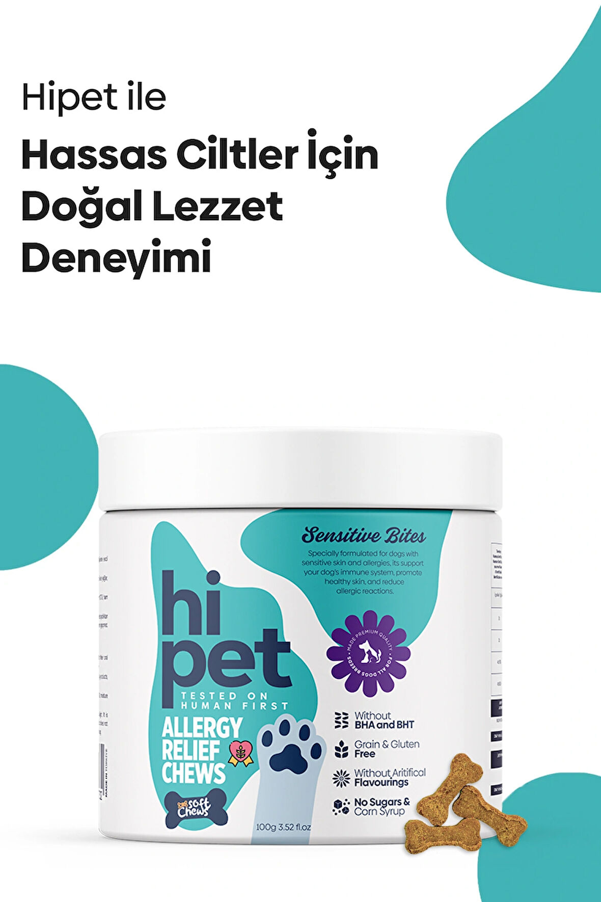 HiPet Alerjik Ciltler Için Çiğnenebilir Tablet