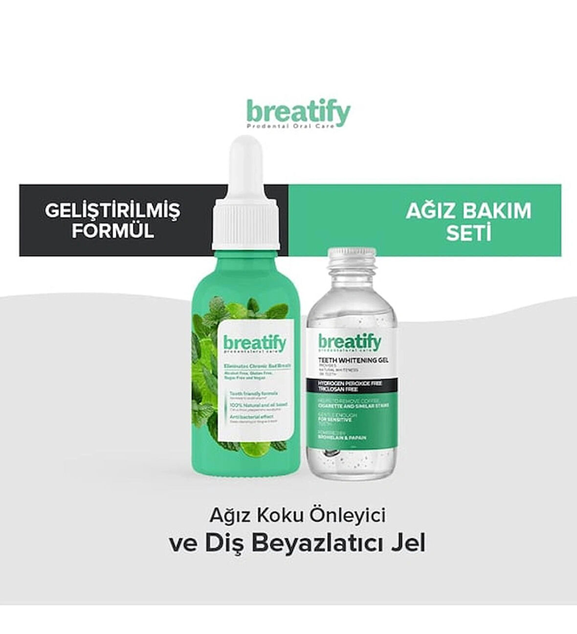 Breatify Ağız Kokusu Önleyici Damla & Breatify Diş Beyazlatıcı Jel Set