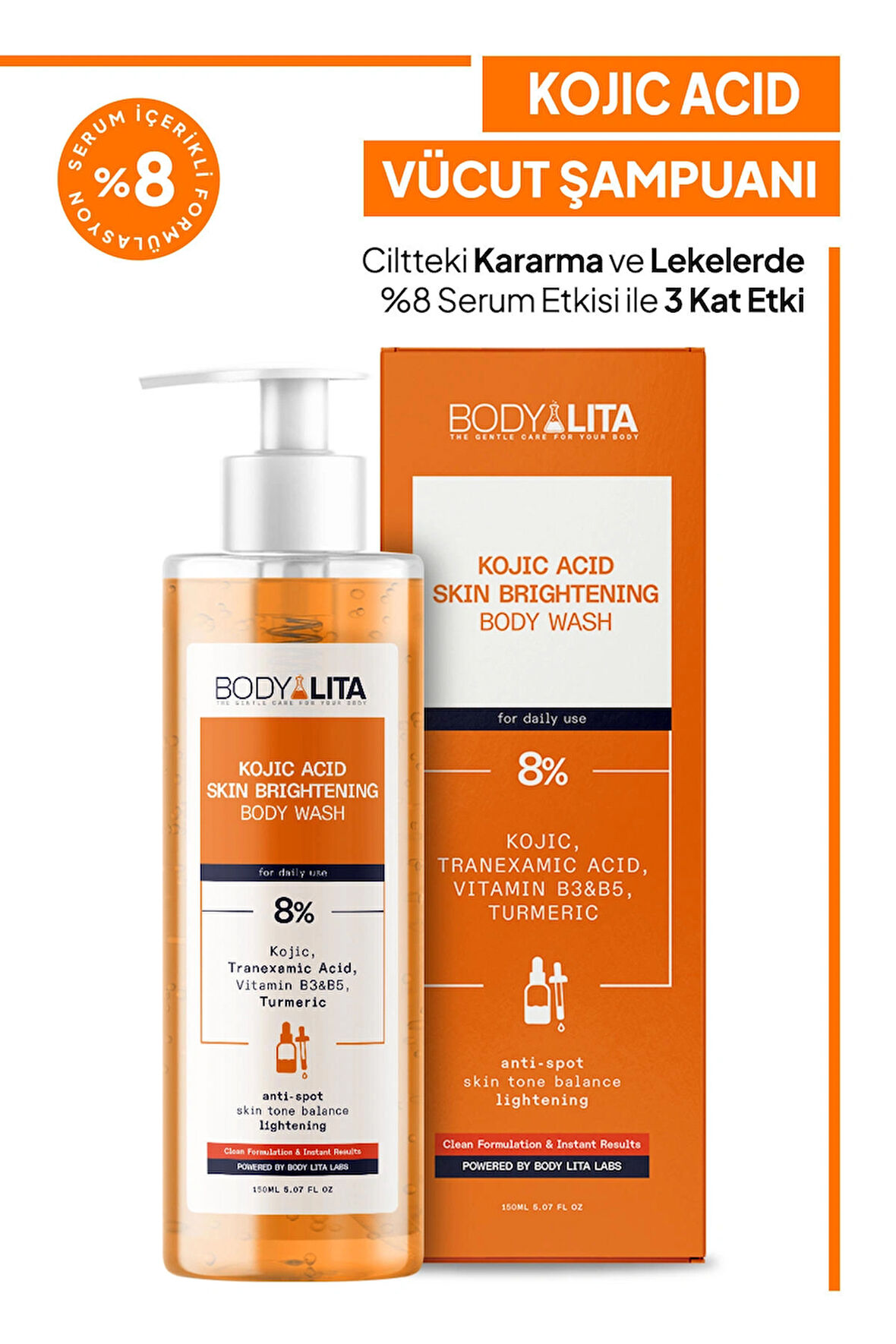 bodylita Kojik Asit Kararma Ve Cilt Aydınlatıcı Duş Jeli