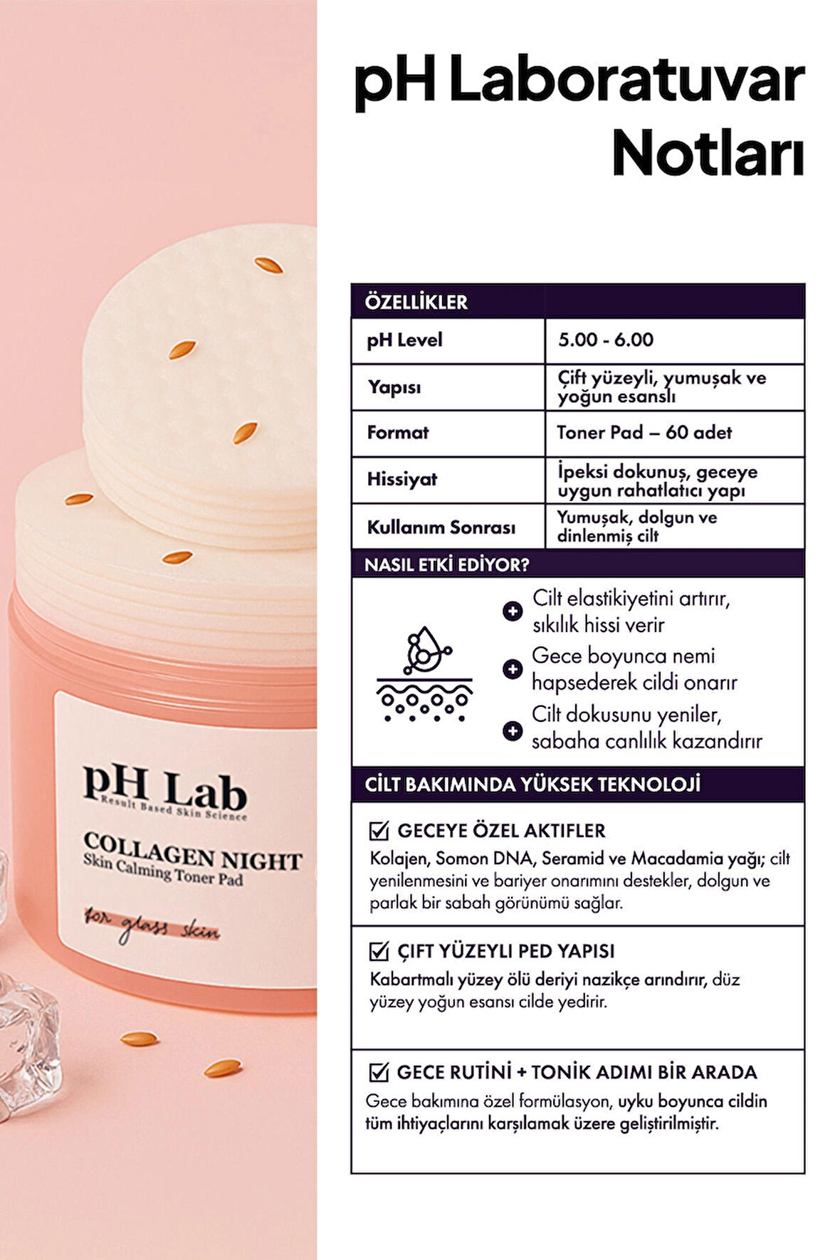 Phlab Collagen Night Somon DNA'lı Gece Bakım Toner Pedi