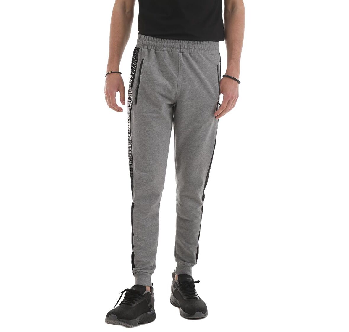 LT06ER-84657-GBMEL Tommy Life Erkek Eşofman Jogger Erkek Eşofman Altı Gri