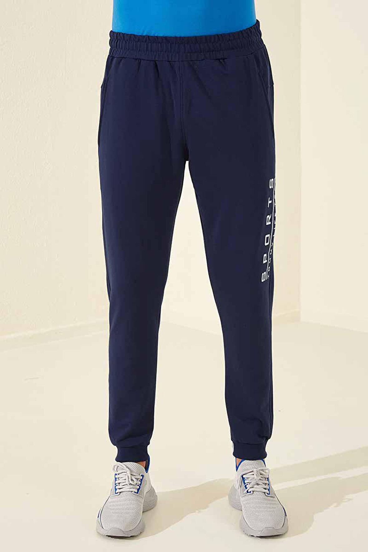 İndigo Sports Yazı Baskılı Standart Kalıp Jogger Erkek Eşofman Alt - 84653 | XS