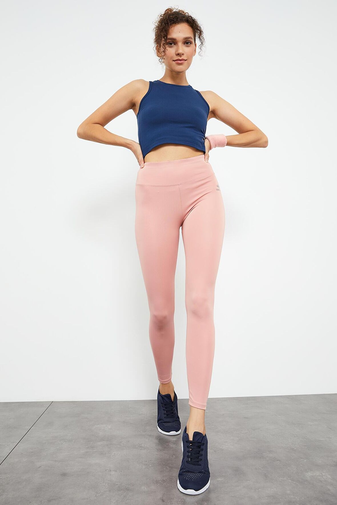 Pudra Yüksek Bel Streç Slim Fit Dar Paça Kadın Tayt - 94545 | XL