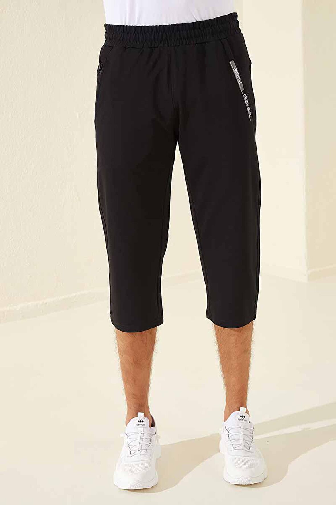 Siyah Ön Cep Detaylı Standart Kalıp Klasik Paça Erkek Kapri - 83092 | M