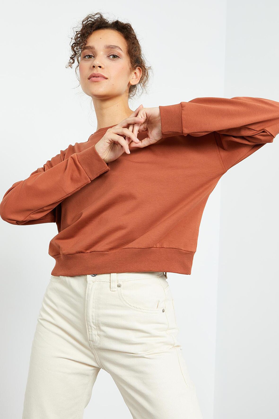 Tarçın Basic Rahat Form O Yaka Kadın Sweatshirt - 97114 | XXL