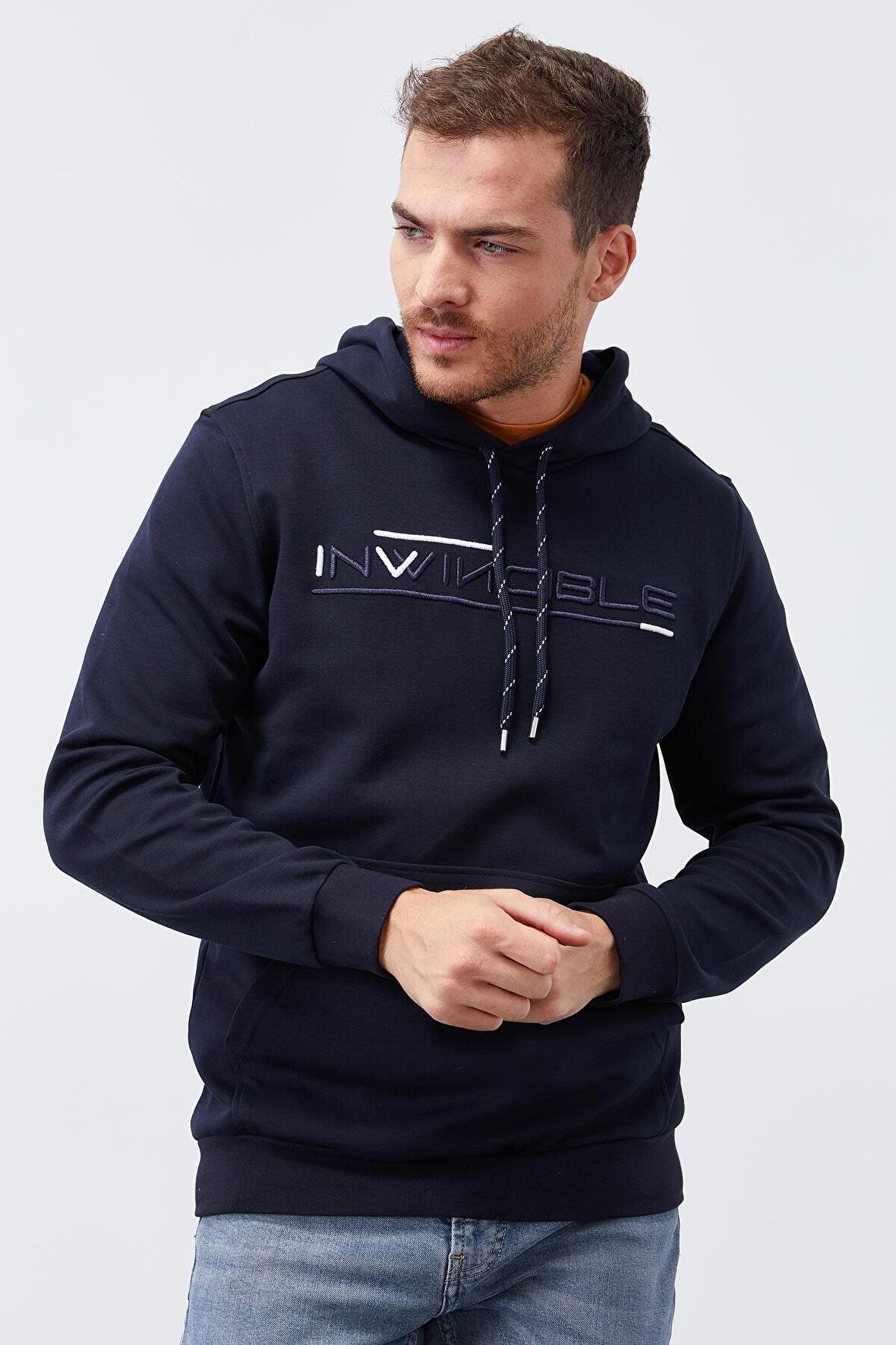 Lacivert Kanguru Cep Standart Kalıp Kapüşonlu Erkek Sweatshirt - 87883 | XXL