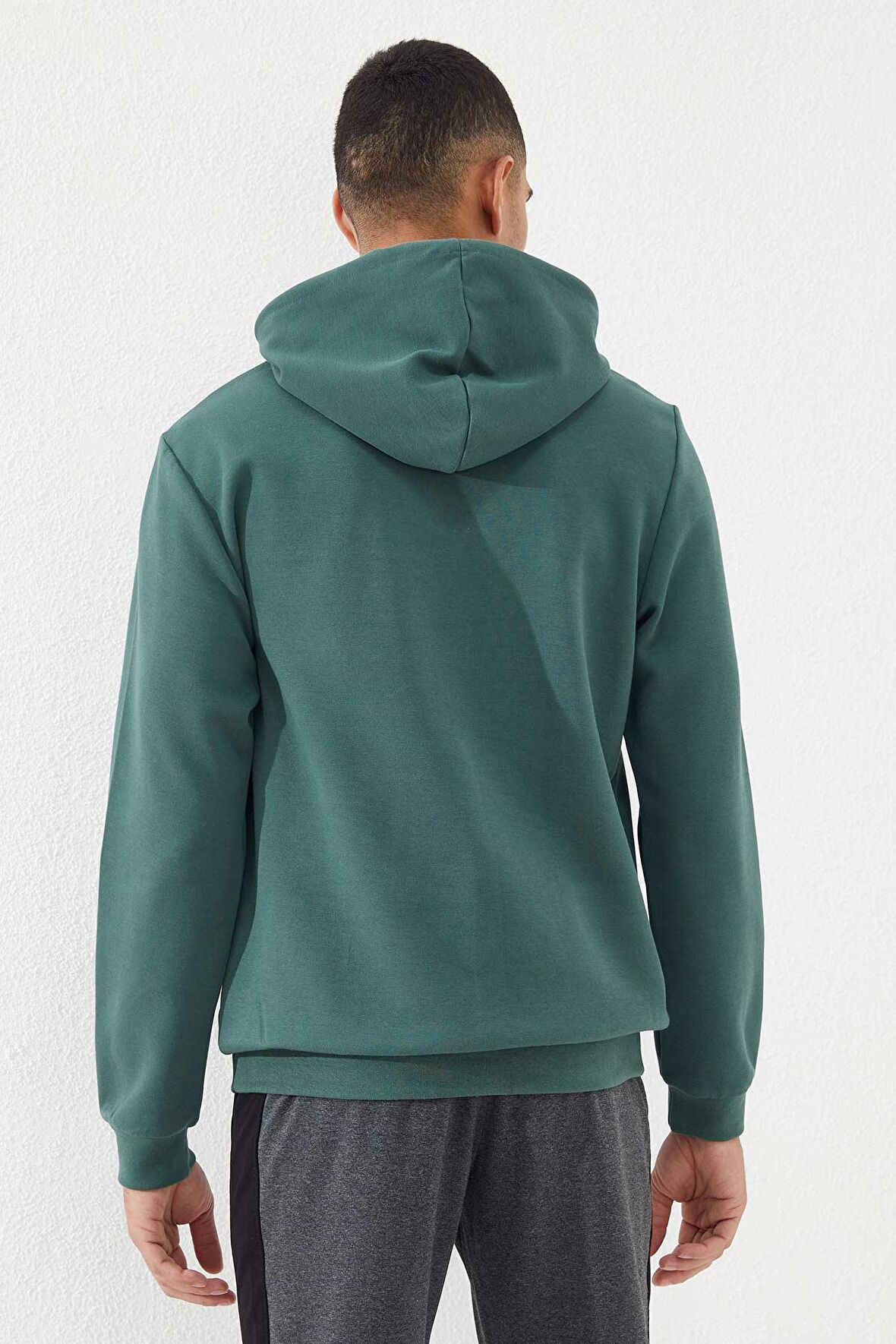 Yeşil Kanguru Cep Standart Kalıp Kapüşonlu Erkek Sweatshirt - 87883 | S