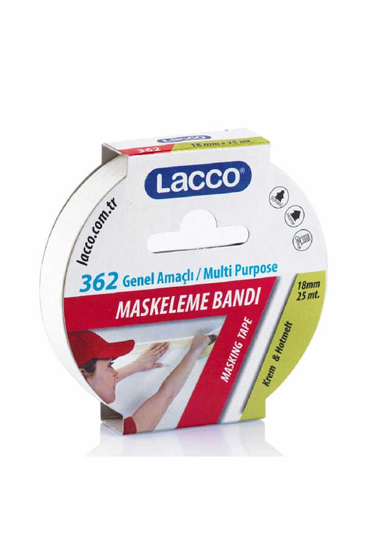 Lacco Krepe Maskeleme Bandı 18 mm x 25 M Kod362