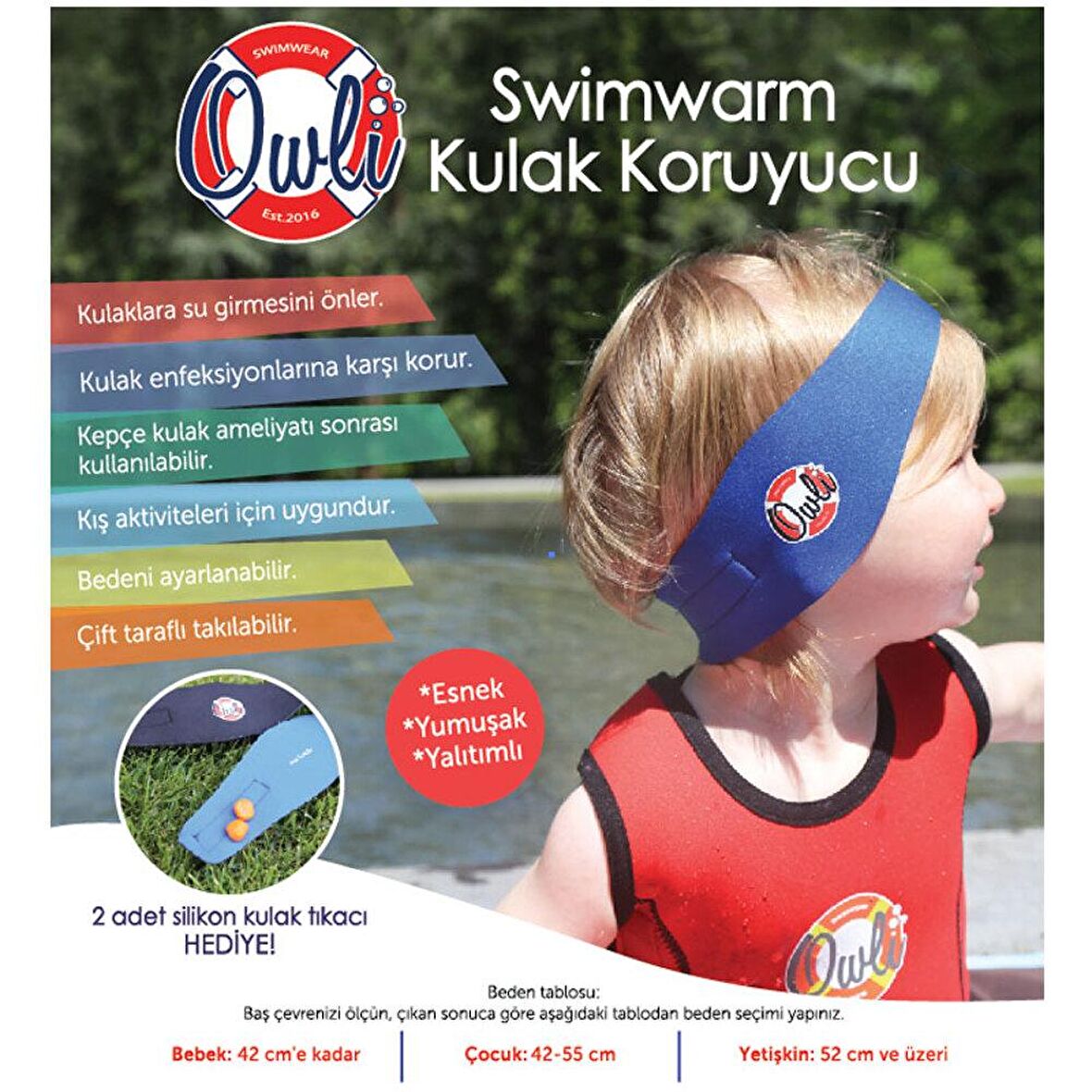 Owli Swimwarm Kulak Koruyucu Mavi Bebek