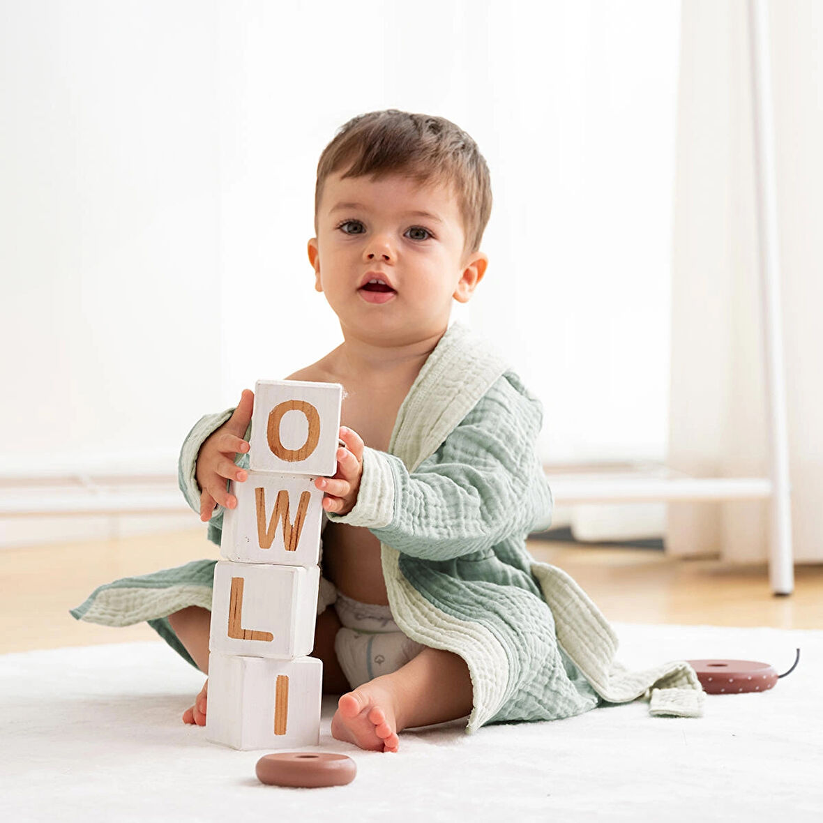 Owli LoveLayers 4 Kat Müslin Bornoz Mint Yeşili