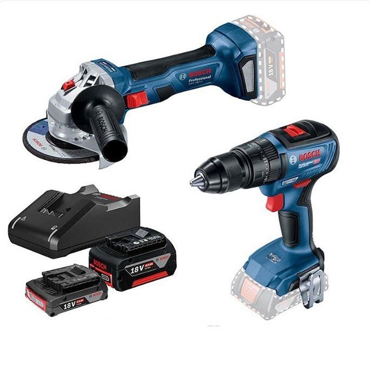 Bosch GWS 180-LI+GSB 18V-50 Profesyonel Set(2,0Ah+4,0Ah)