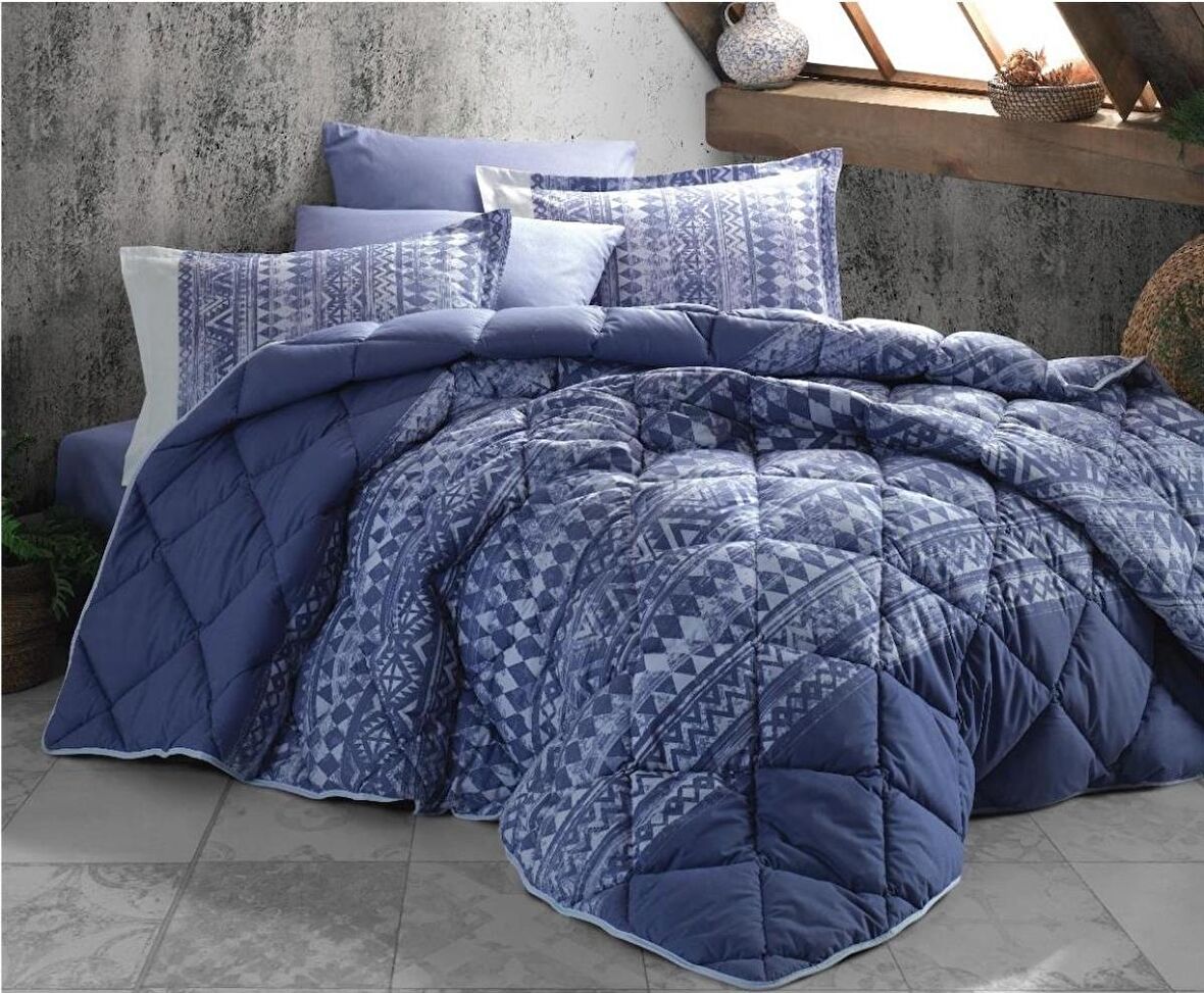 Clasy Ranforce Yorgan Tek Kişilik Coza Mavi