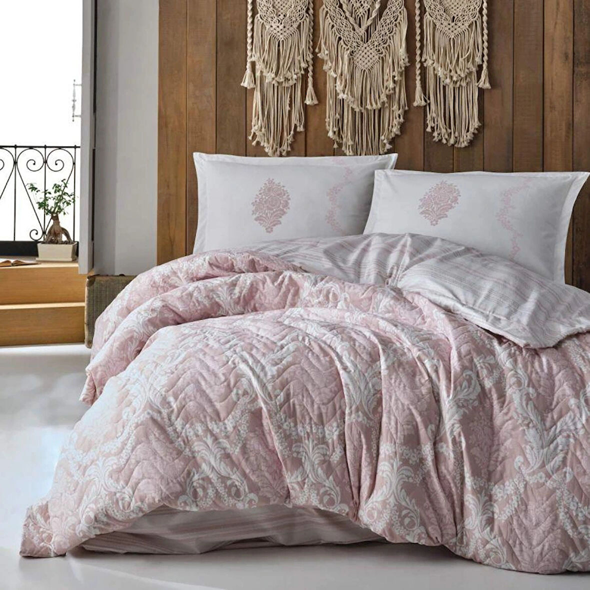 Clasy Ranforce %100 Pamuk Tek Kişilik Dört Mevsim Set Fiorita V1 Pembe