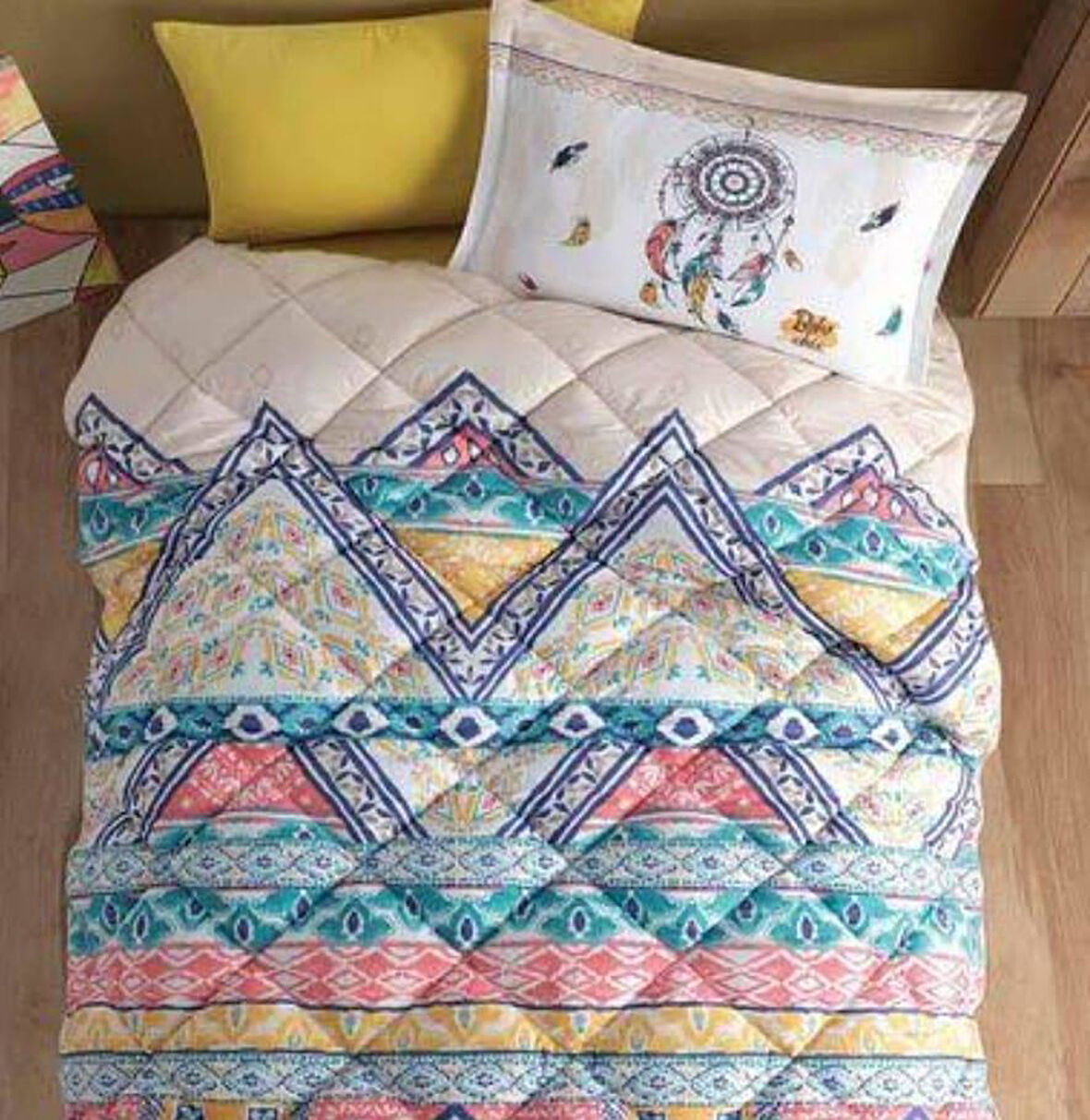 Clasy %100 Pamuk Ranforce Çift Kişilik Silikon Yorgan 195 x 215 Boho