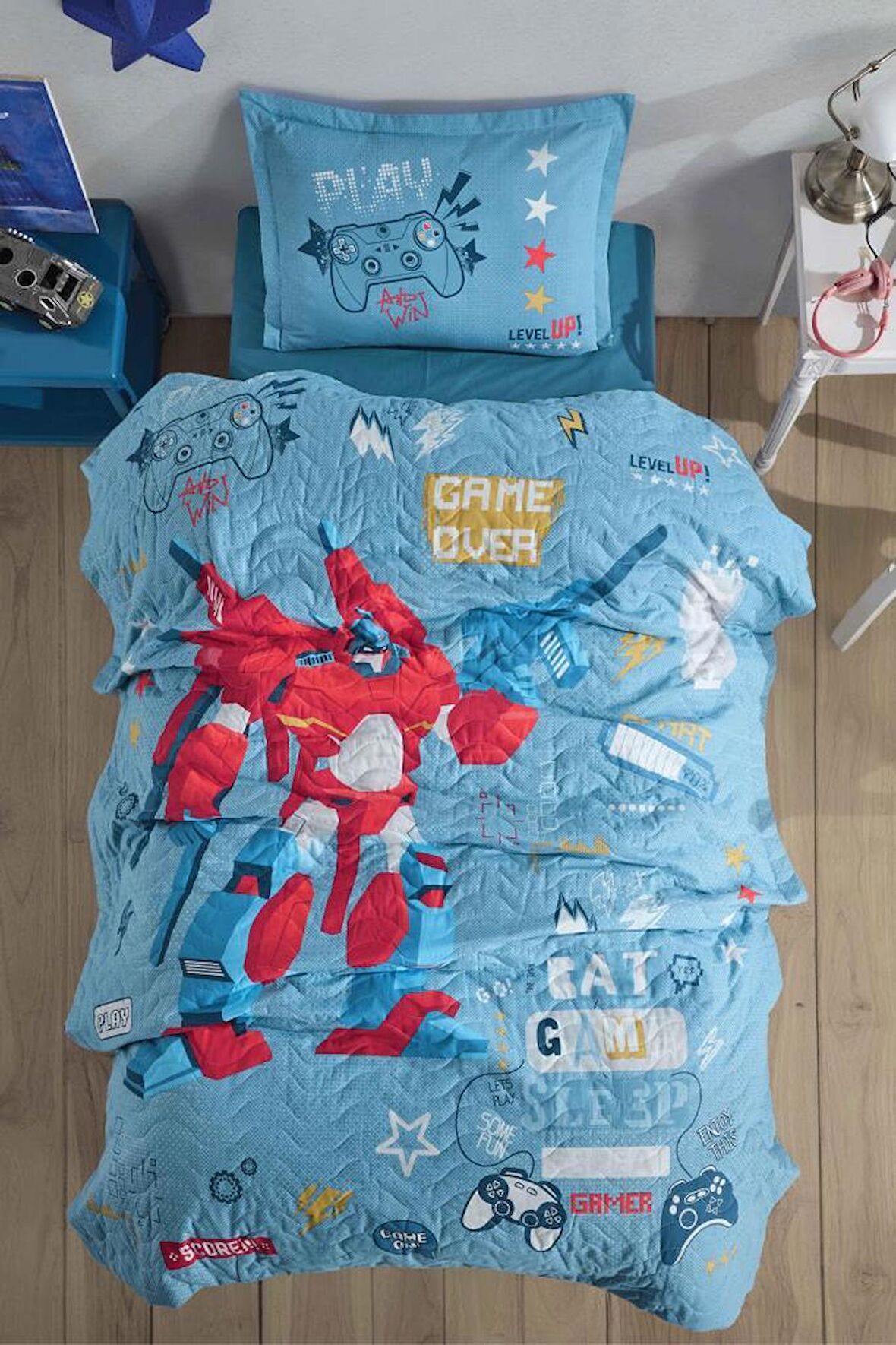 Clasy Tek Kişilik Dört Mevsim Set Game Over Mavi