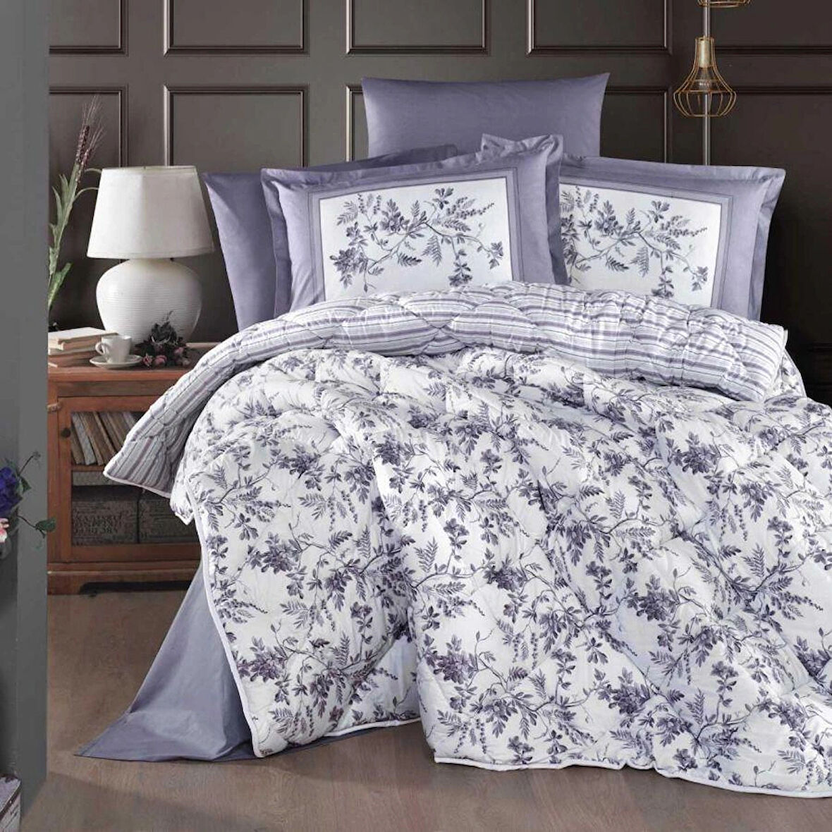 Clasy Ranforce %100 Pamuk Çift Kişilik Yorgan Seti Montera V2 Lila