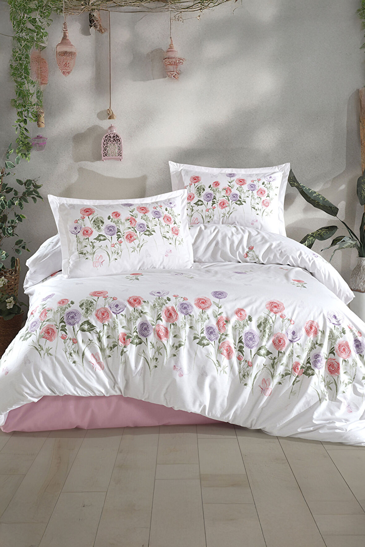 Clasy Helenka Pembe Çift Kişilik %100 Pamuk Nevresim Takımı