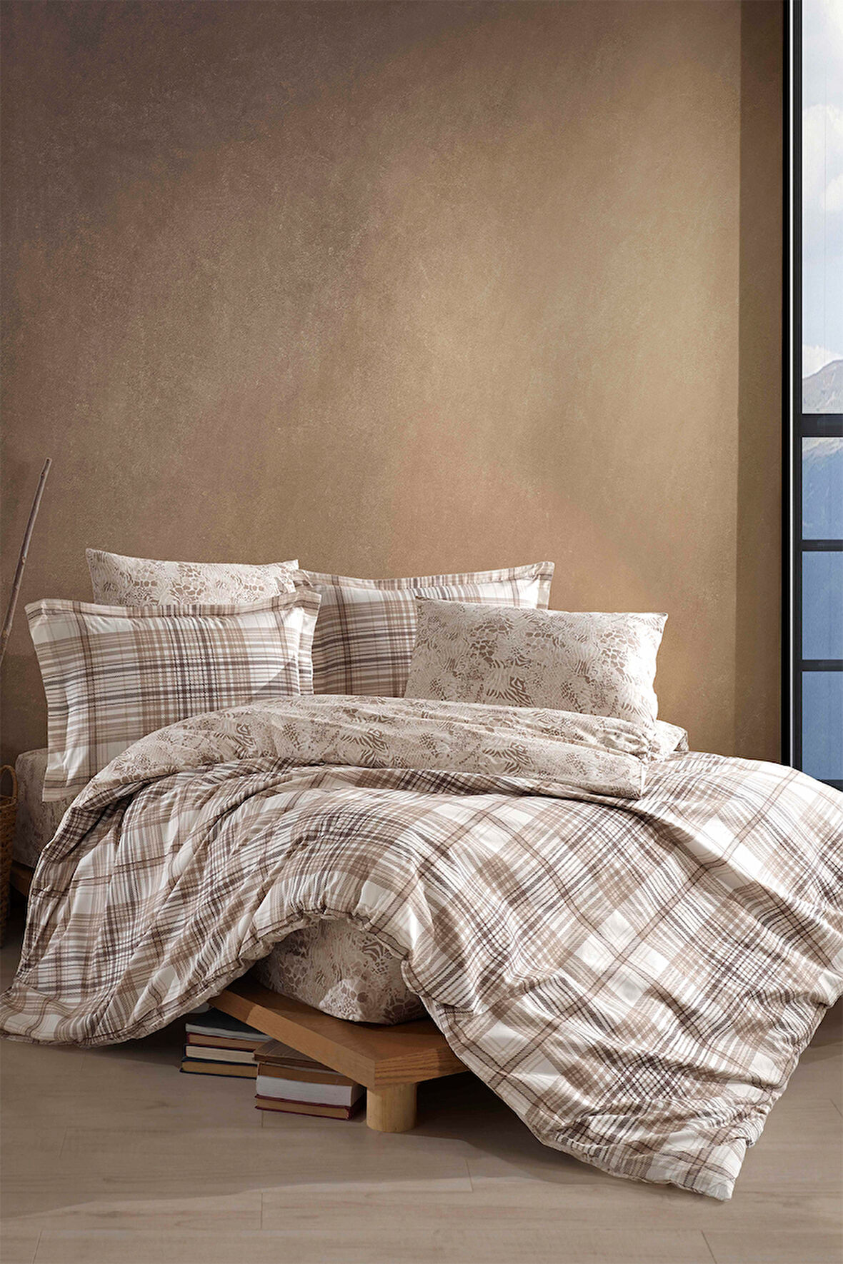 Clasy Ravel Bej %100 Pamuk Çift Kişilik Ranforce Nevresim Takımı