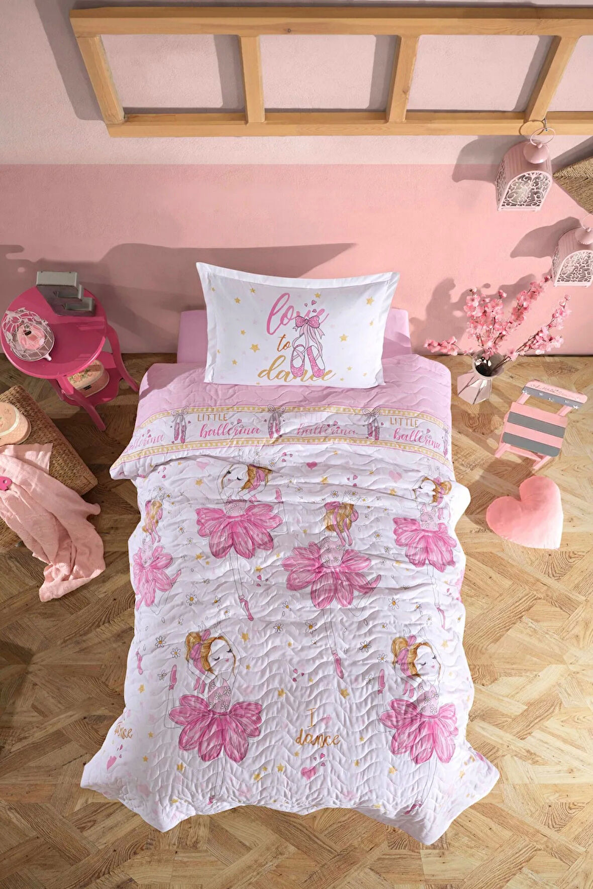 Clasy Ranforce %100 Pamuk Tek Kişilik Dört Mevsim Set Ballerina V1 Pembe
