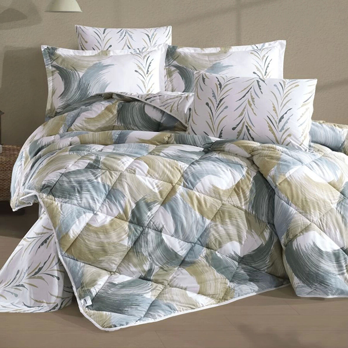 Clasy Ranforce %100 Pamuk Tek Kişilik Yorgan Seti Estiva V1 Yeşil