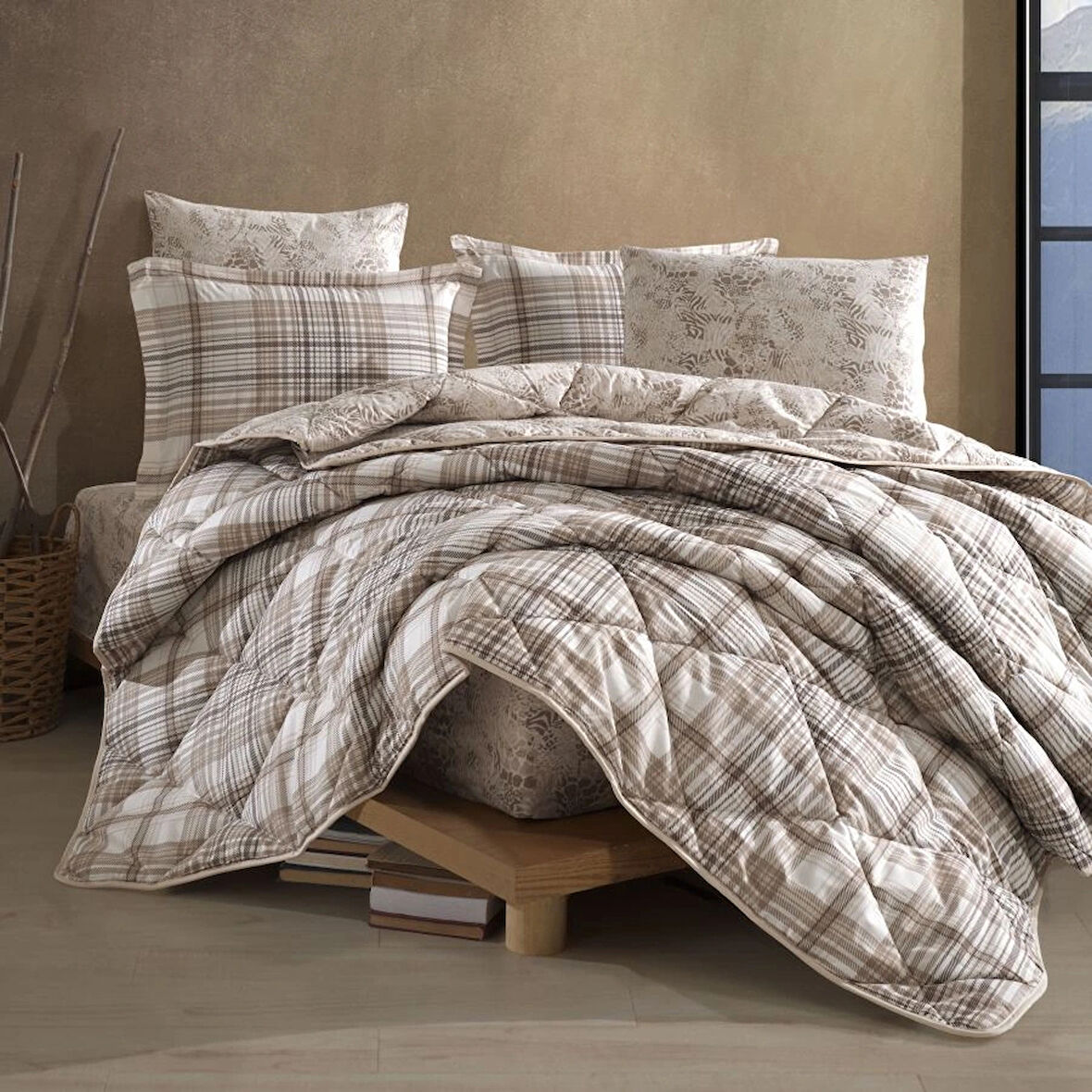 Clasy Ranforce %100 Pamuk Tek Kişilik Yorgan Seti Ravel V1 Bej