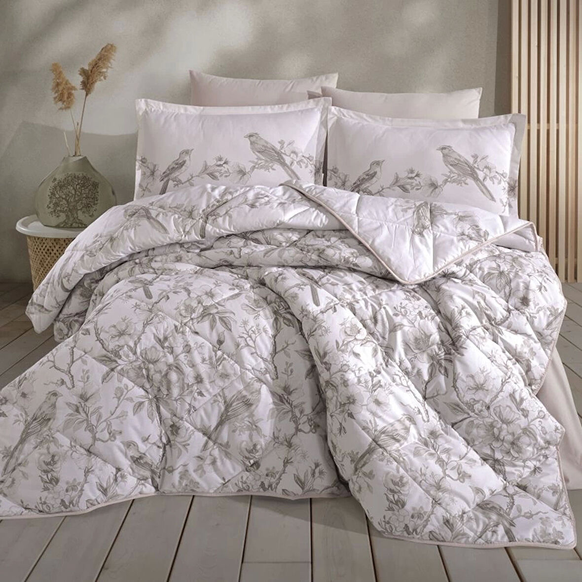 Clasy Ranforce %100 Pamuk Çift Kişilik Yorgan Seti Mevlin V1 Bej