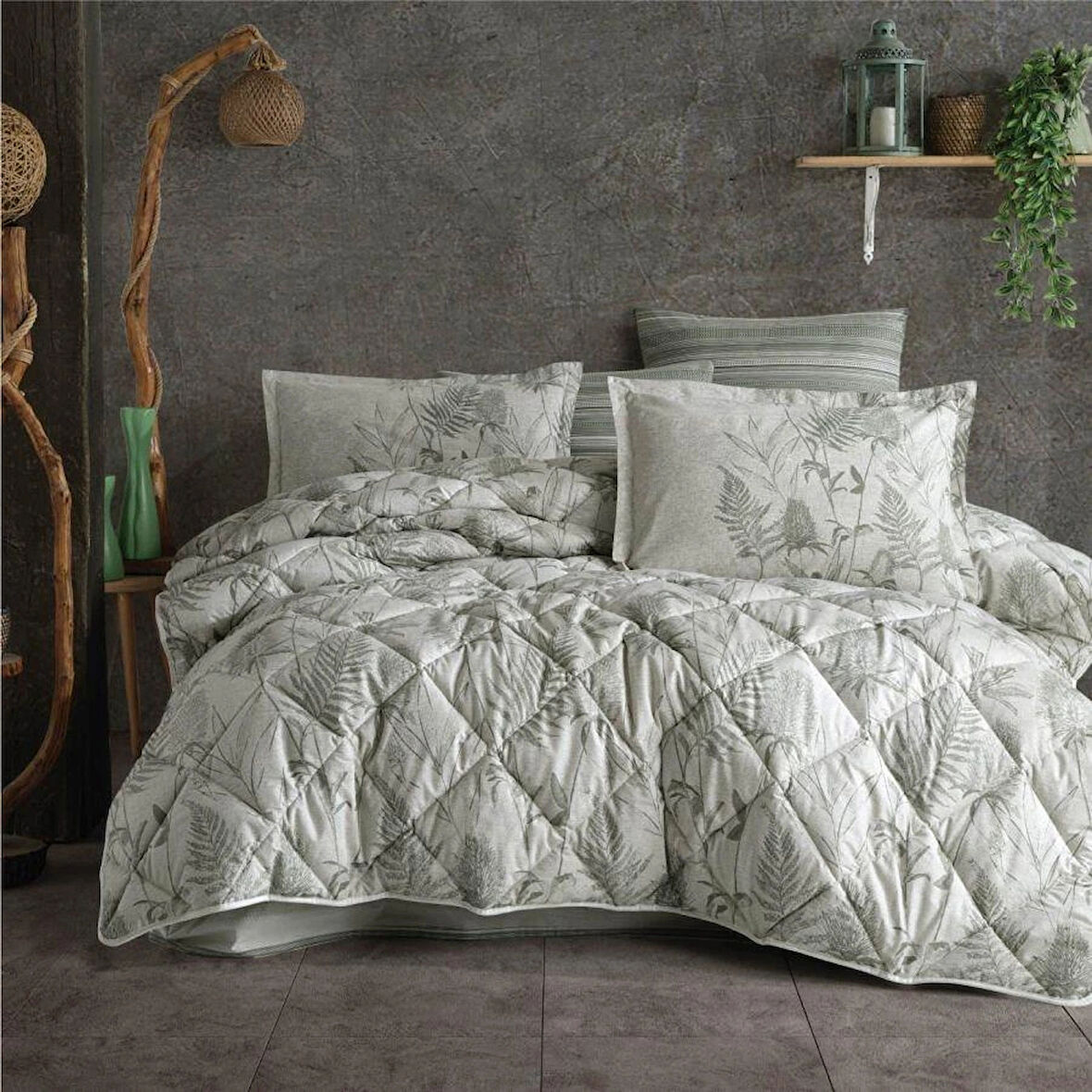 Clasy Ranforce %100 Pamuk Çift Kişilik Yorgan Seti Tuva V1 Yeşil