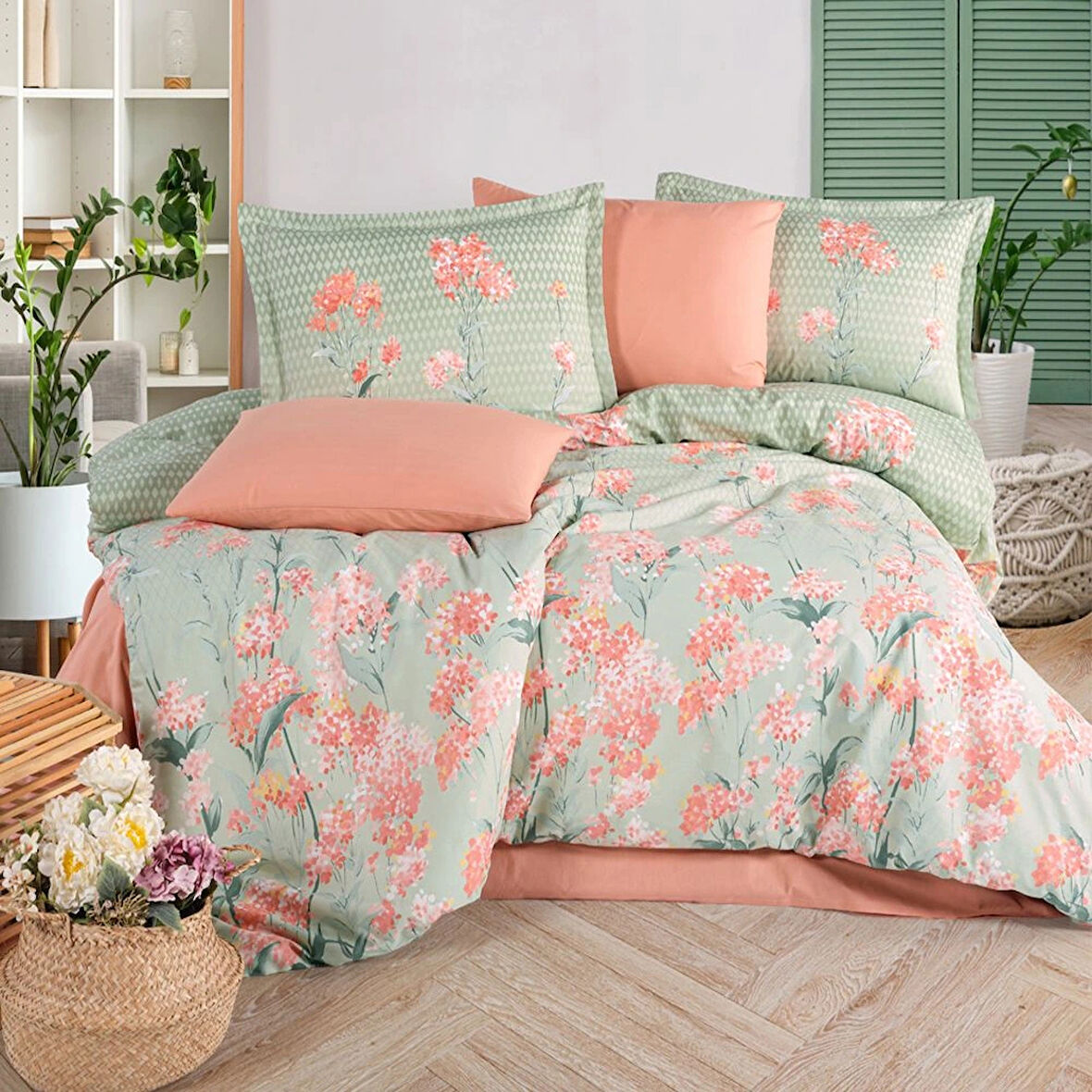 Clasy Ranforce %100 Pamuk Tek Kişilik Nevresim Nivora V1 Pudra