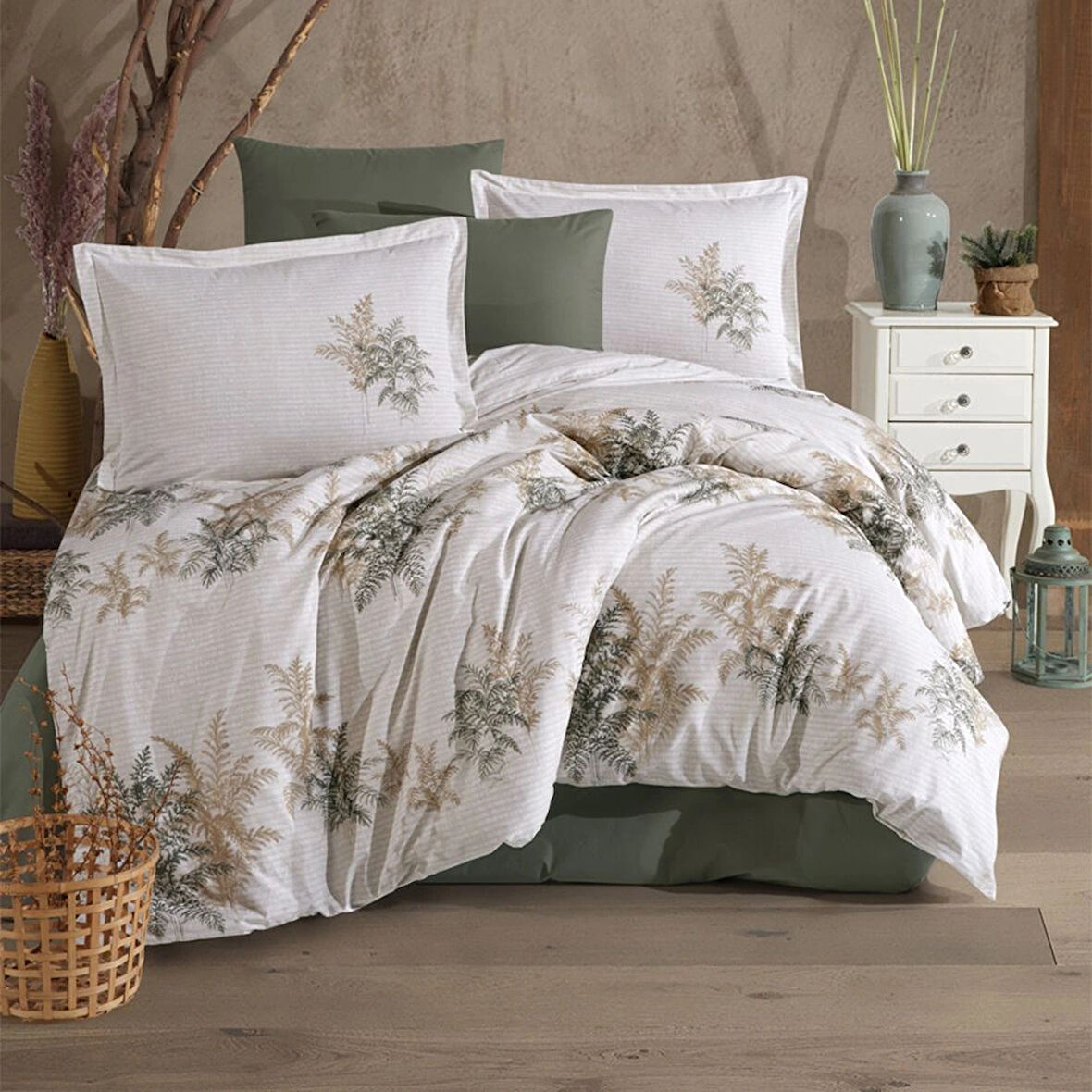 Clasy Ranforce %100 Pamuk Tek Kişilik Nevresim Virele V1 Yeşil