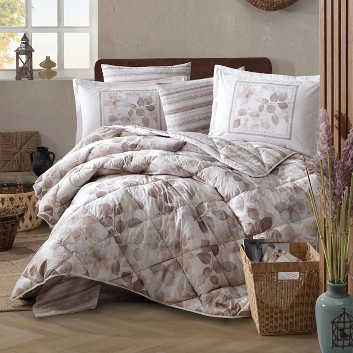 Clasy Ranforce %100 Pamuk Tek Kişilik Yorgan Seti Semeran V1 Bej